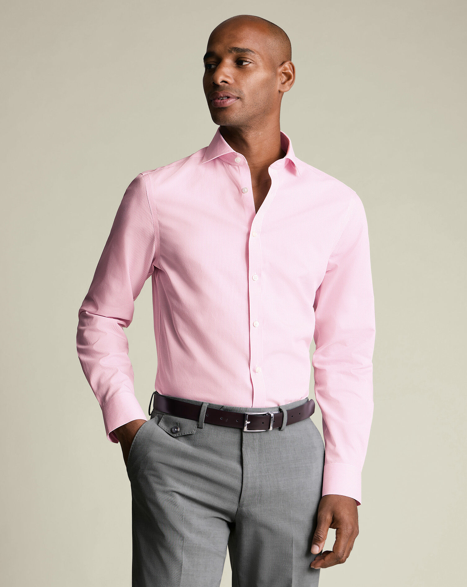 Non-Iron Poplin Bengal Stripe Shirt - Pink