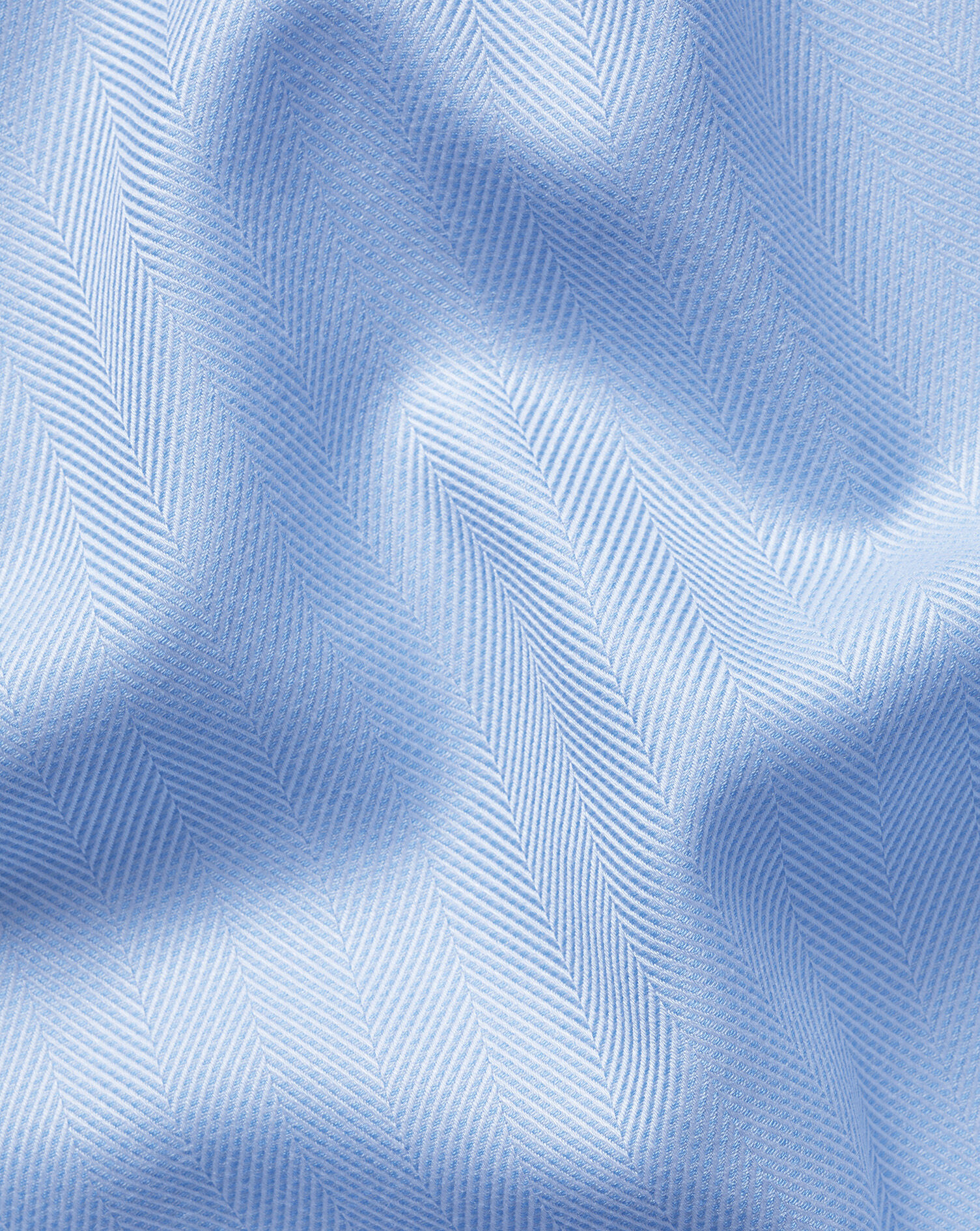 Spread Collar Non-Iron Herringbone Shirt - Sky Blue