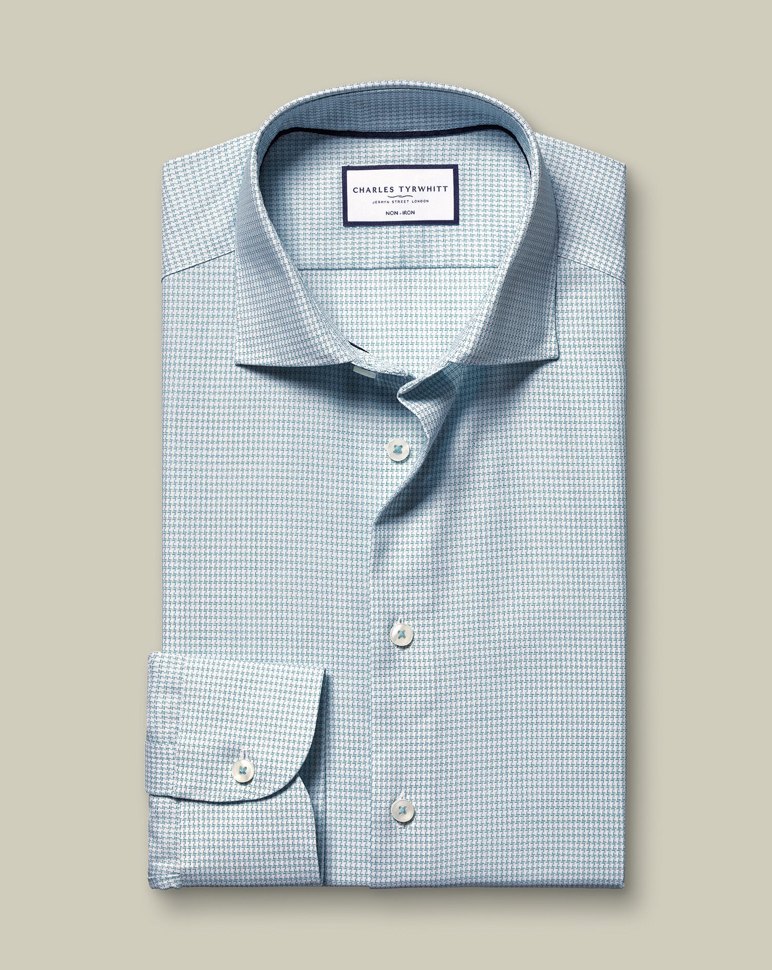 Non-Iron Stretch Texture Shirt - Teal Green