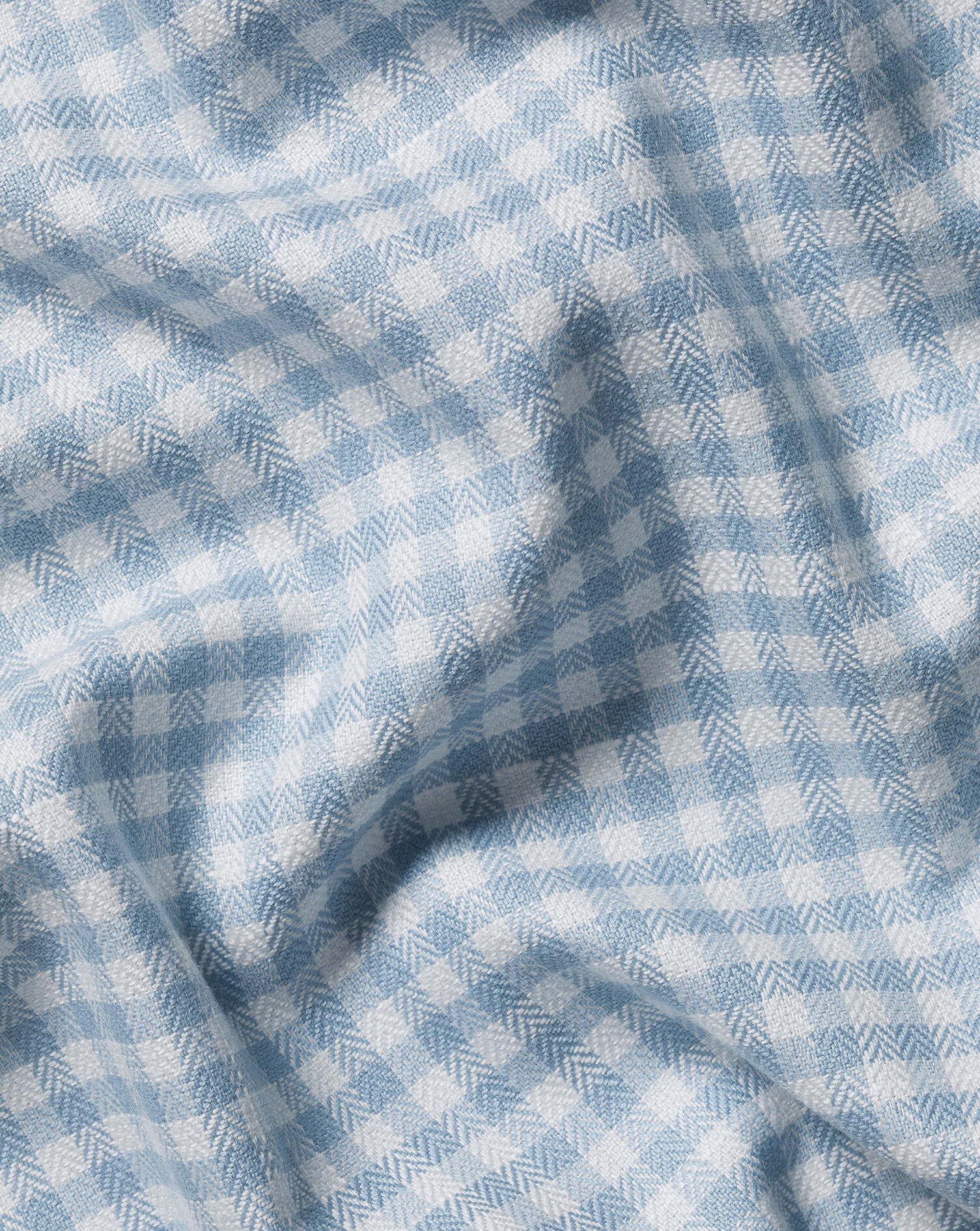 Non-Iron Twill Gingham Shirt - Light Blue