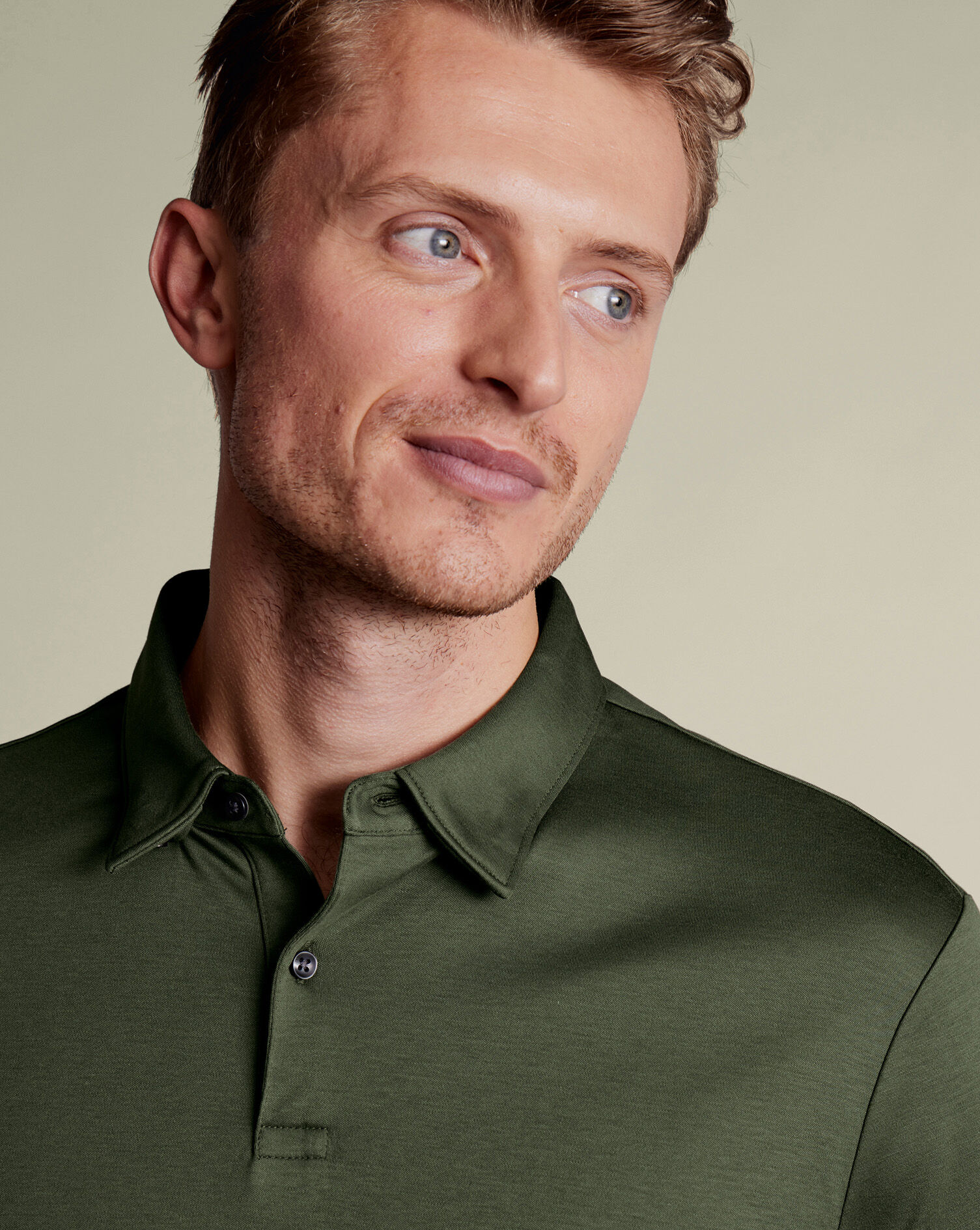 Smart Long Sleeve Jersey Polo - Olive Green