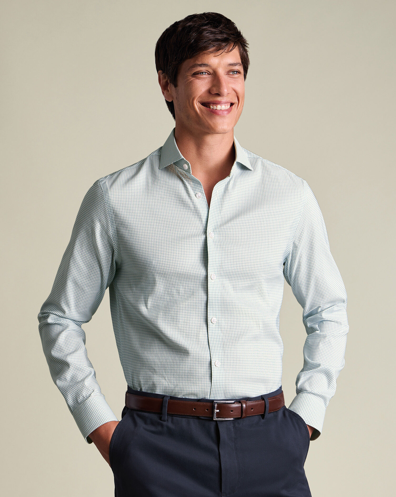 Non-Iron Performance Check Shirt - Green