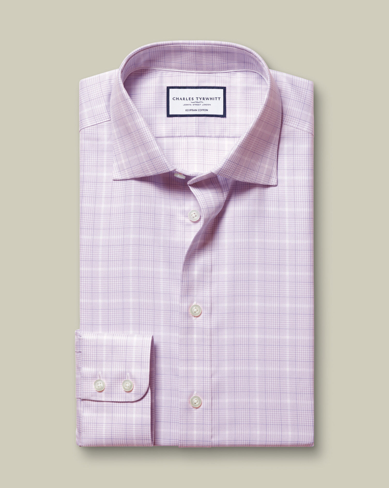 Luxury Prince of Wales Check Shirt - Lavender