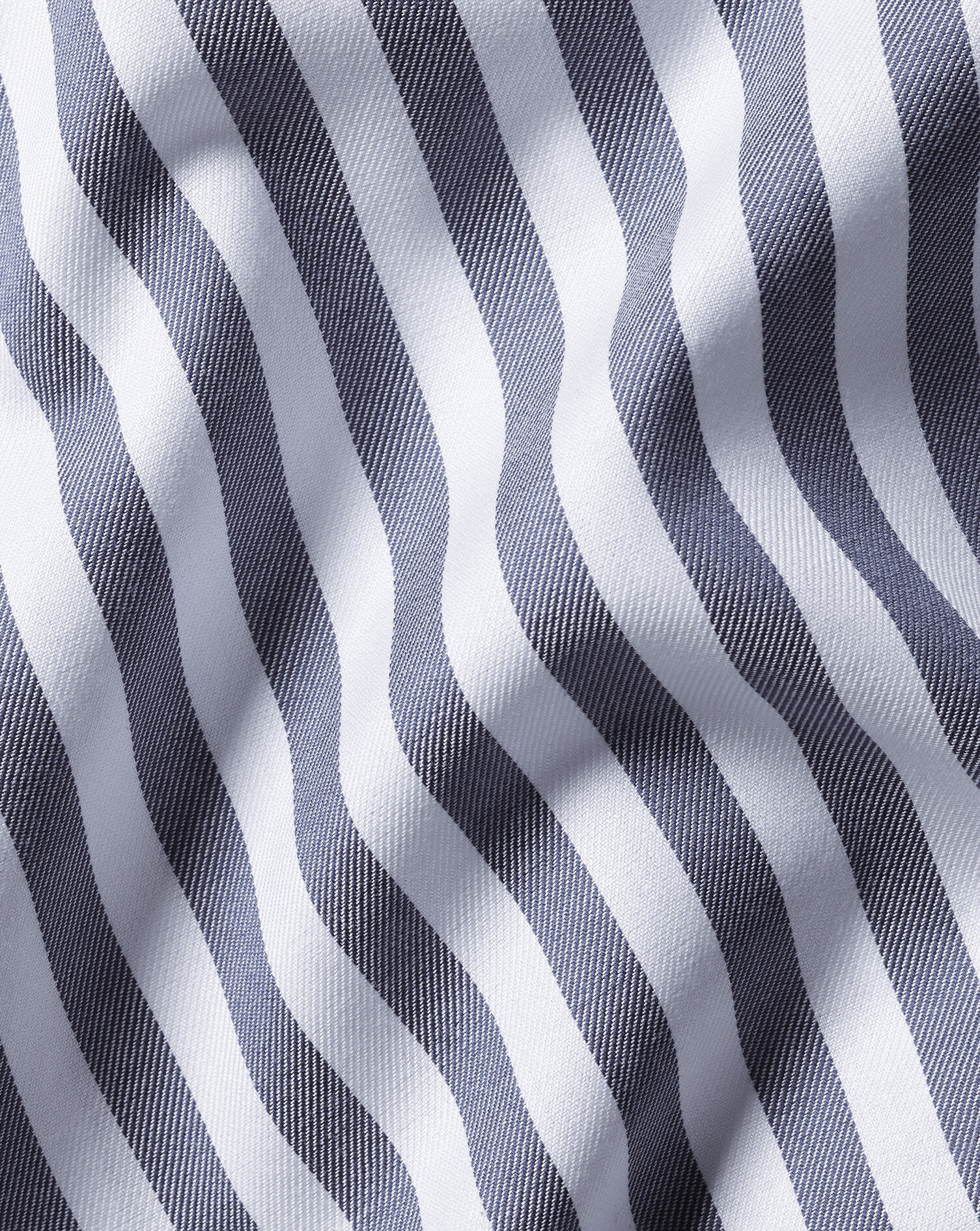 Spread Collar Non-Iron Twill Wide Stripe Shirt - Royal Blue