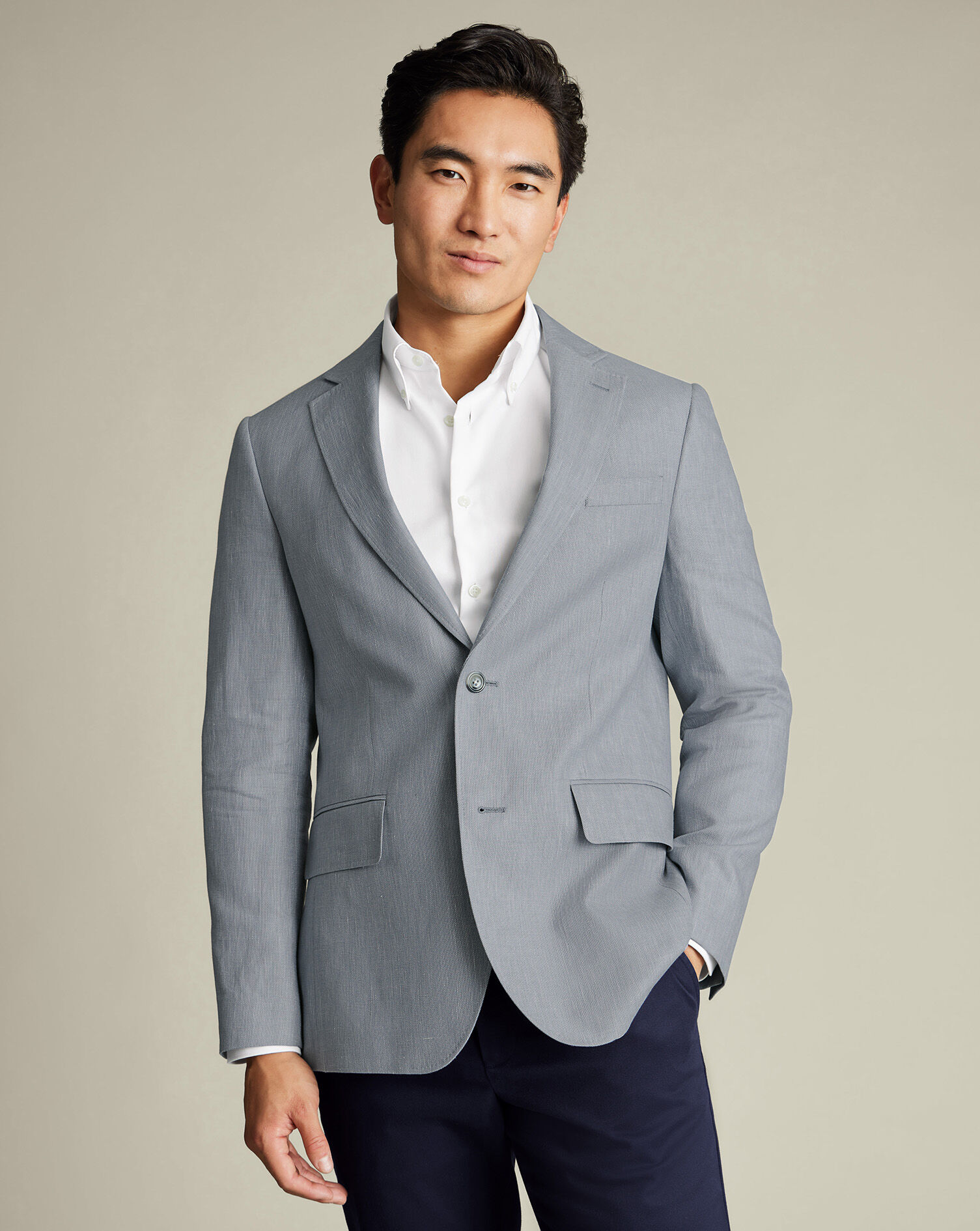 Linen Cotton Jacket - Ice Blue