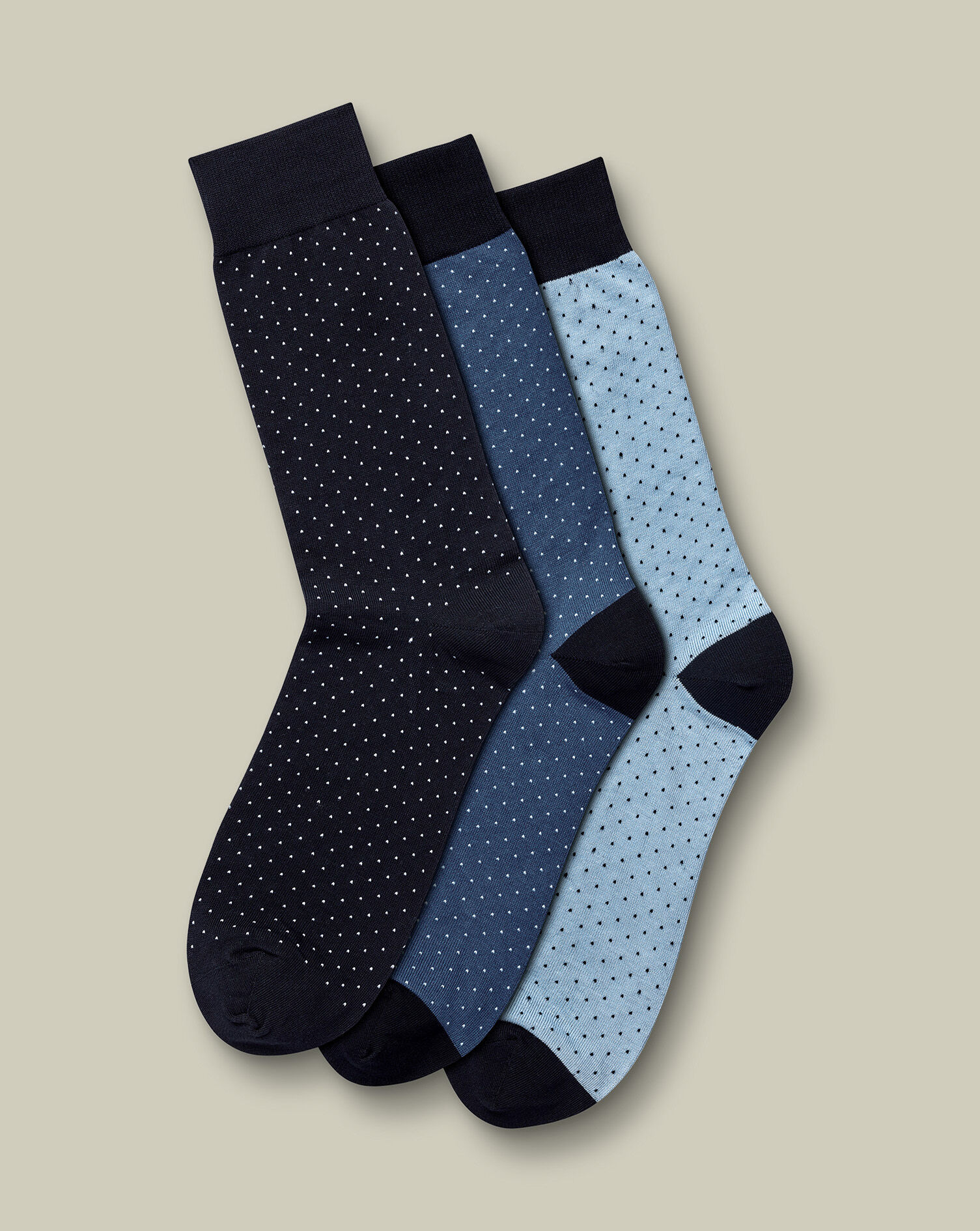 Multi Micro Dash Cotton Rich 3 Pack Socks - Navy