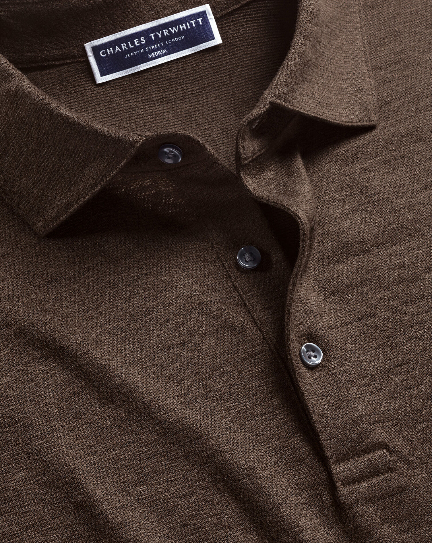 Linen Polo - Chocolate Brown