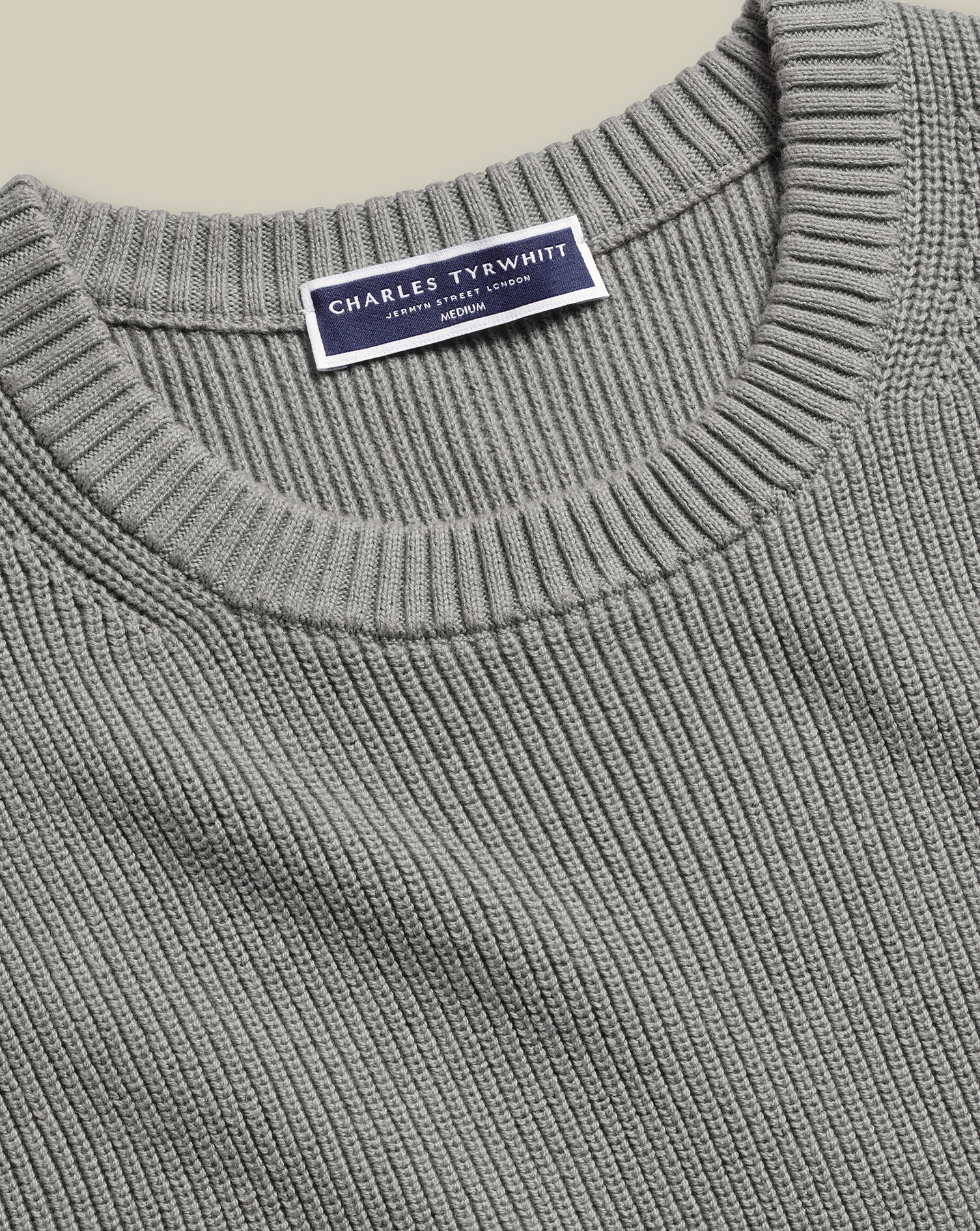 Cotton Rib Crew Neck Sweater - Gray