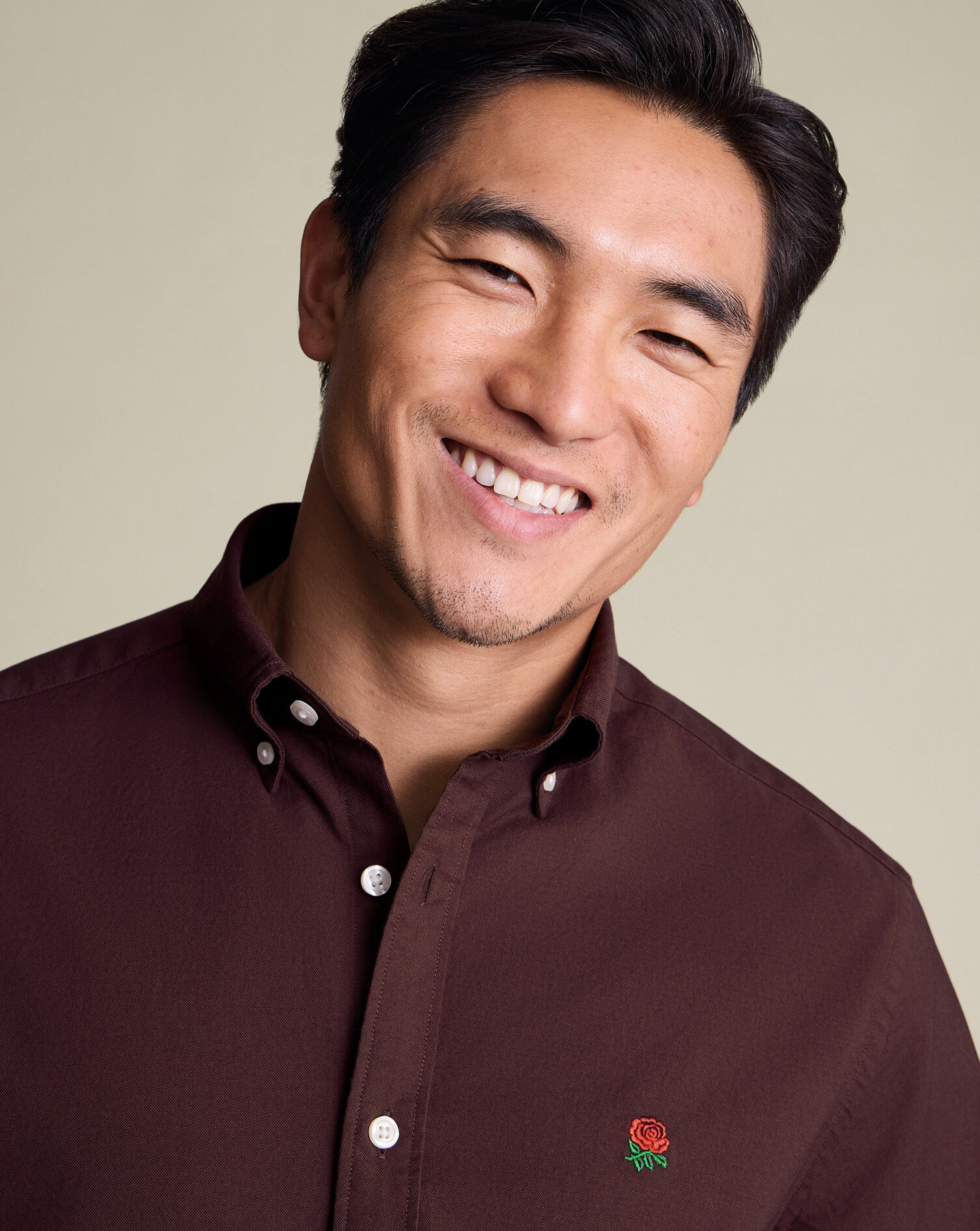 England Rugby Washed Oxford Shirt - Burgundy