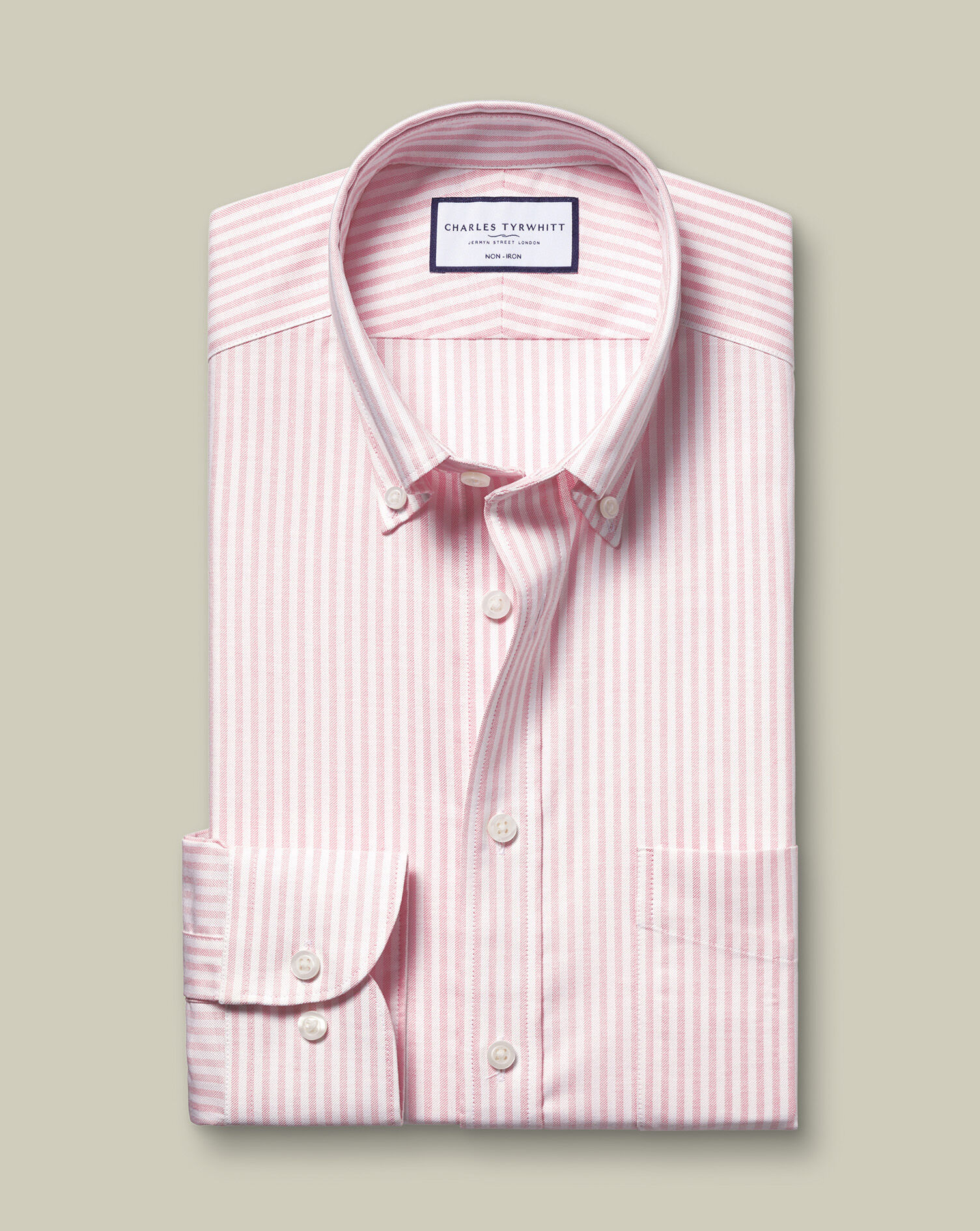 Non-Iron Stretch Oxford Stripe Shirt - Light Pink