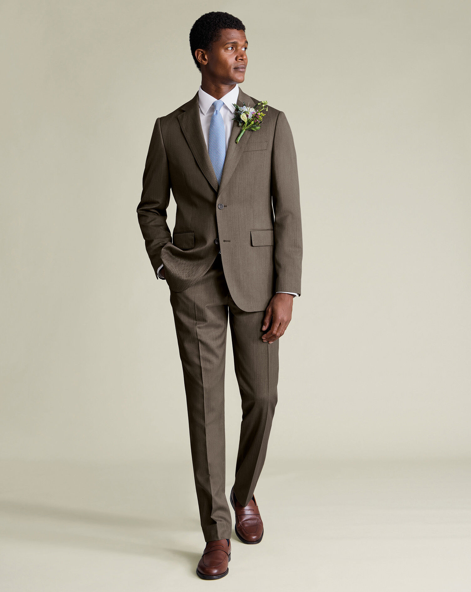 Ultimate Performance Herringbone Suit – Mocha