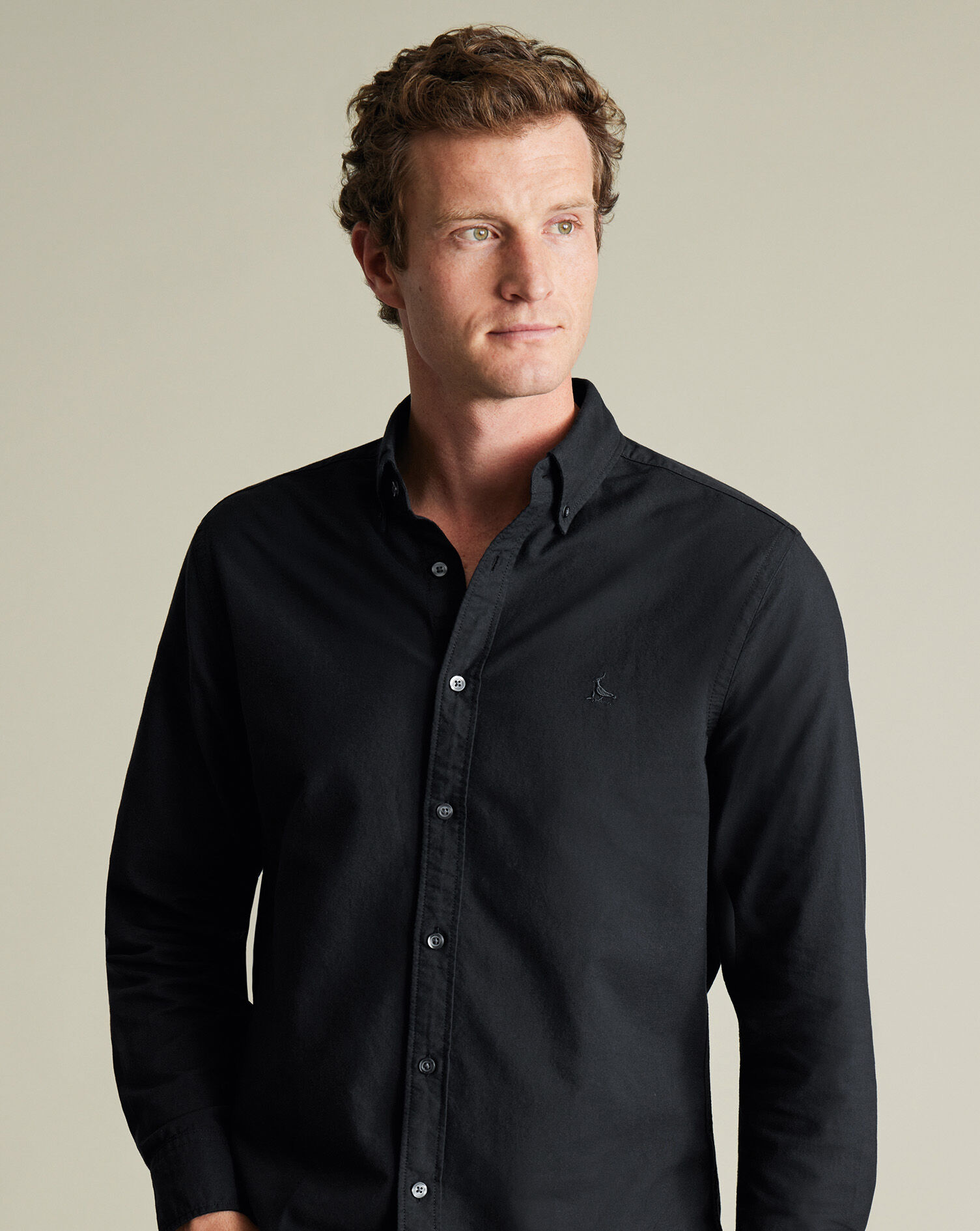 Stretch Washed Oxford Shirt - Black