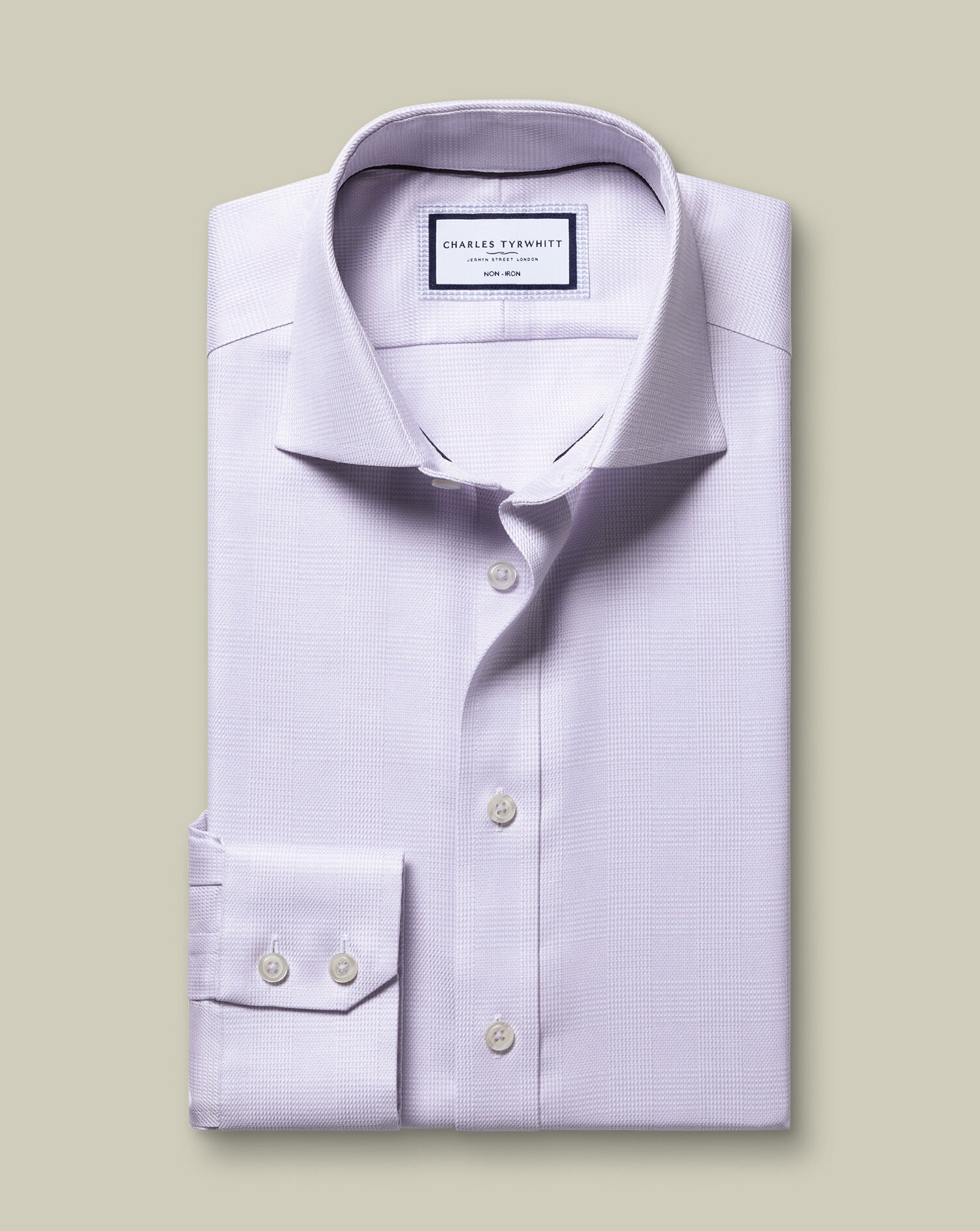 Non-Iron Burlington Weave Prince of Wales Check Shirt - Lilac