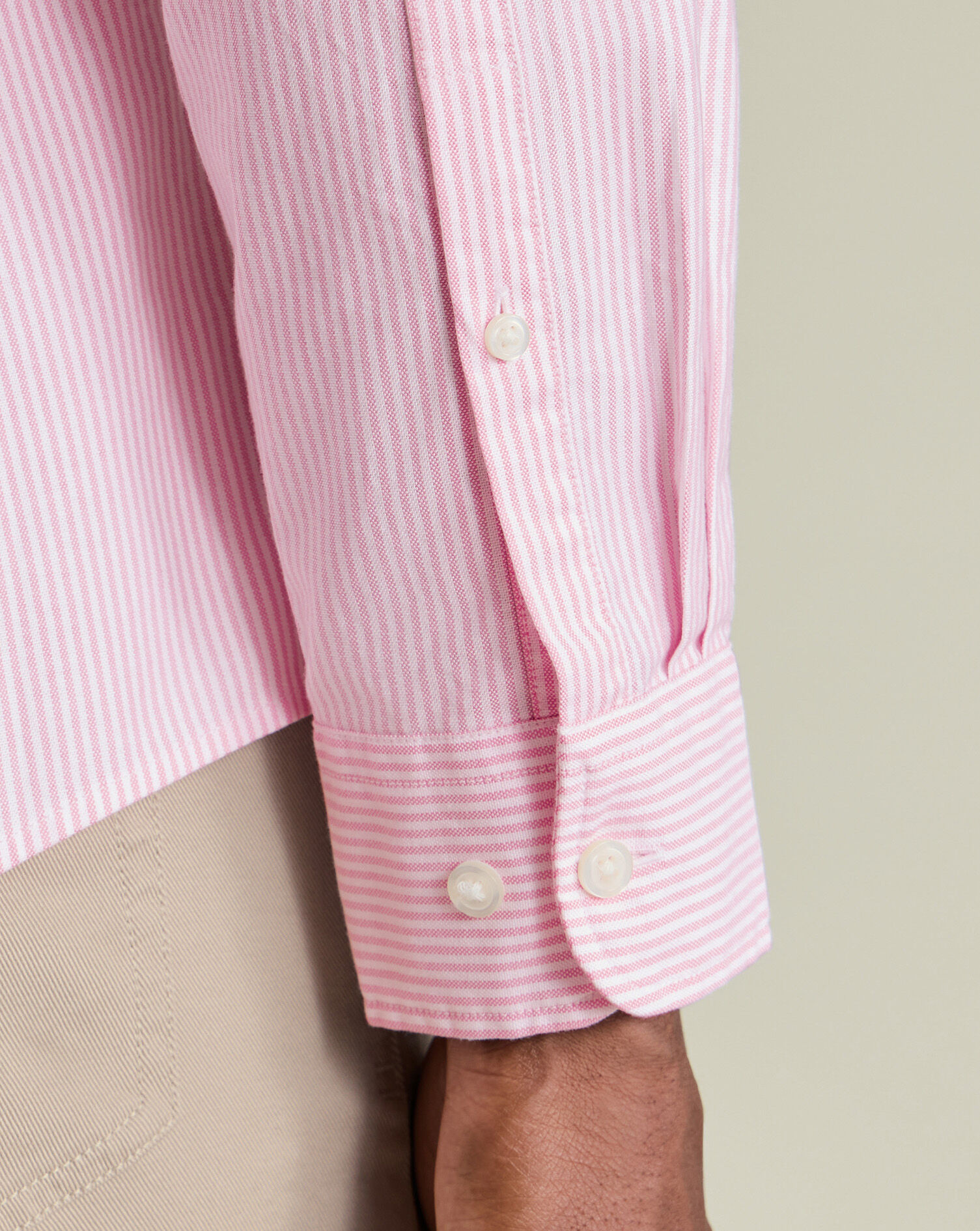 Stretch Washed Oxford Stripe Shirt - Pink
