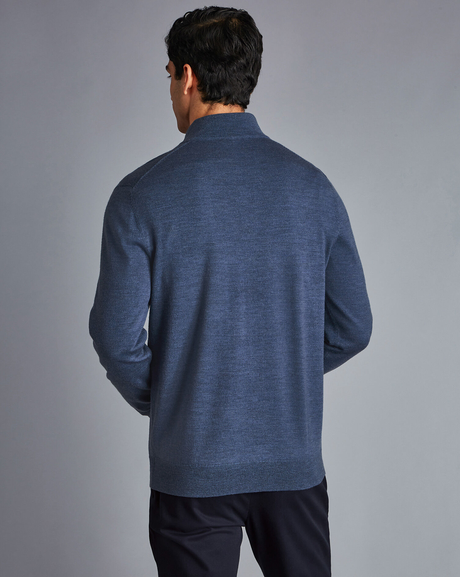 Merino Quarter Zip Sweater - Indigo Melange