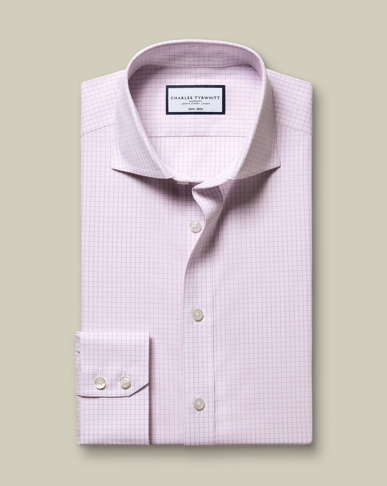 Non-Iron Poplin Check Shirt - Lilac