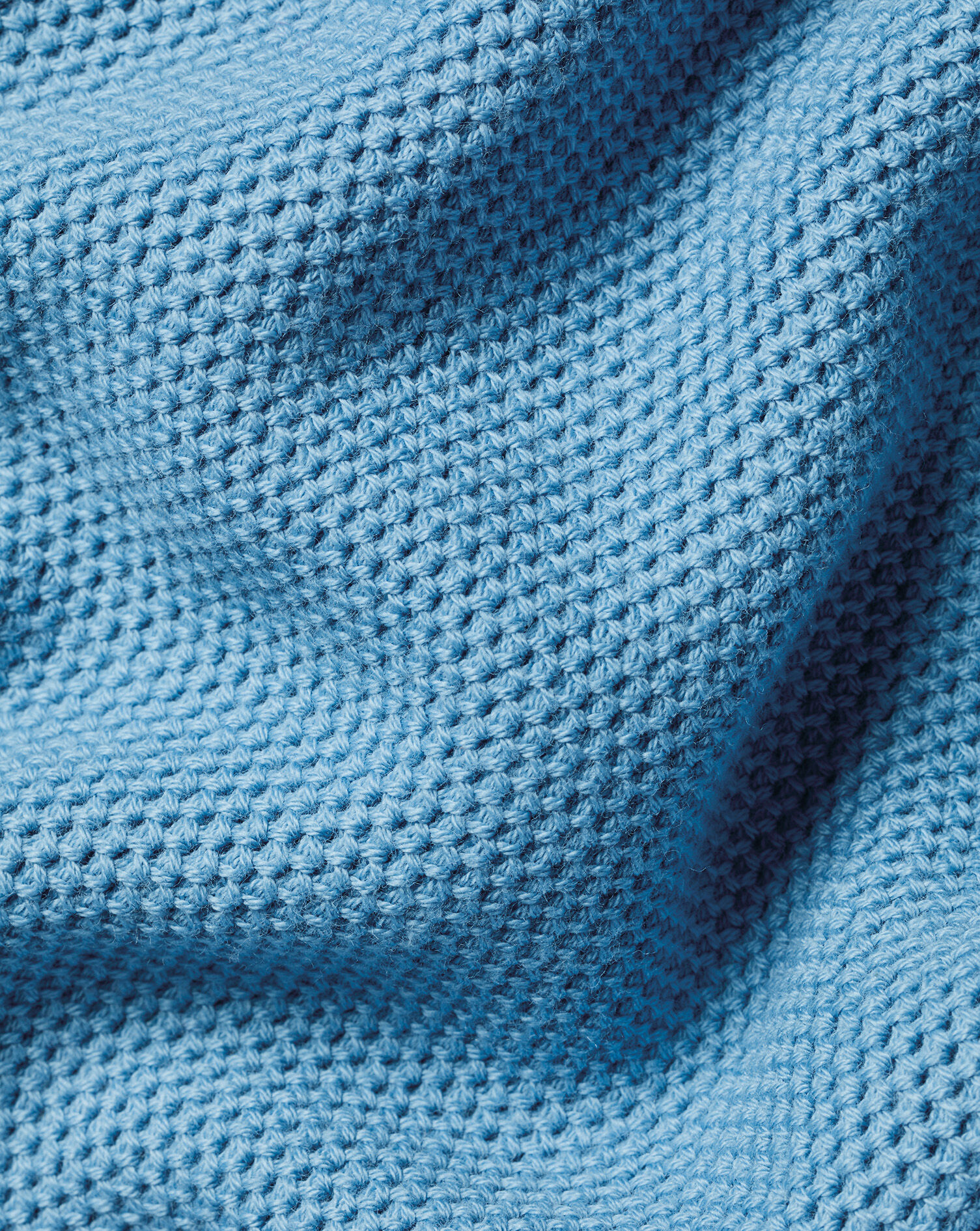 Honeycomb Cotton Quarter Zip Sweater - Ocean Blue