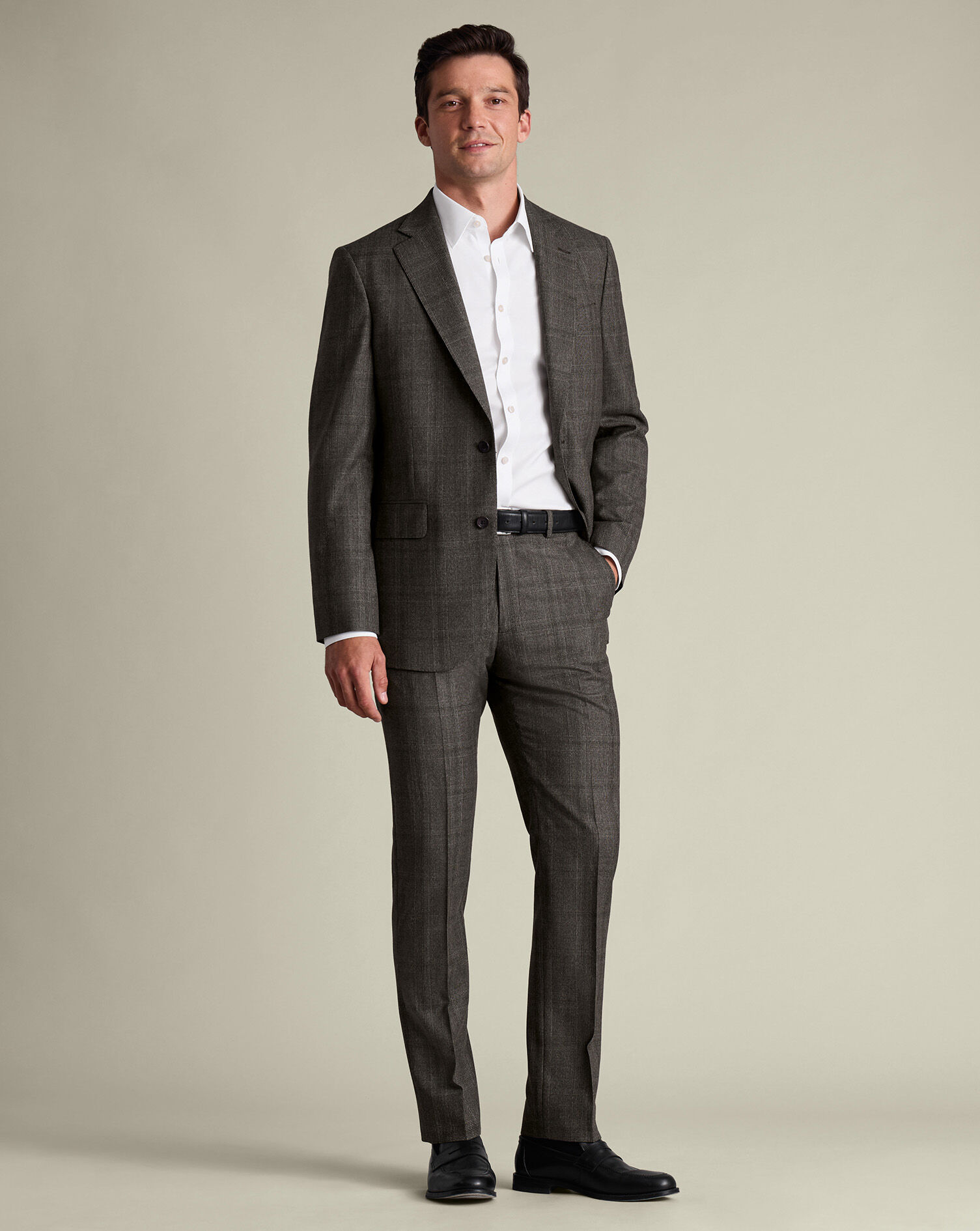 Ultimate Performance Check Suit Pants - Mocha