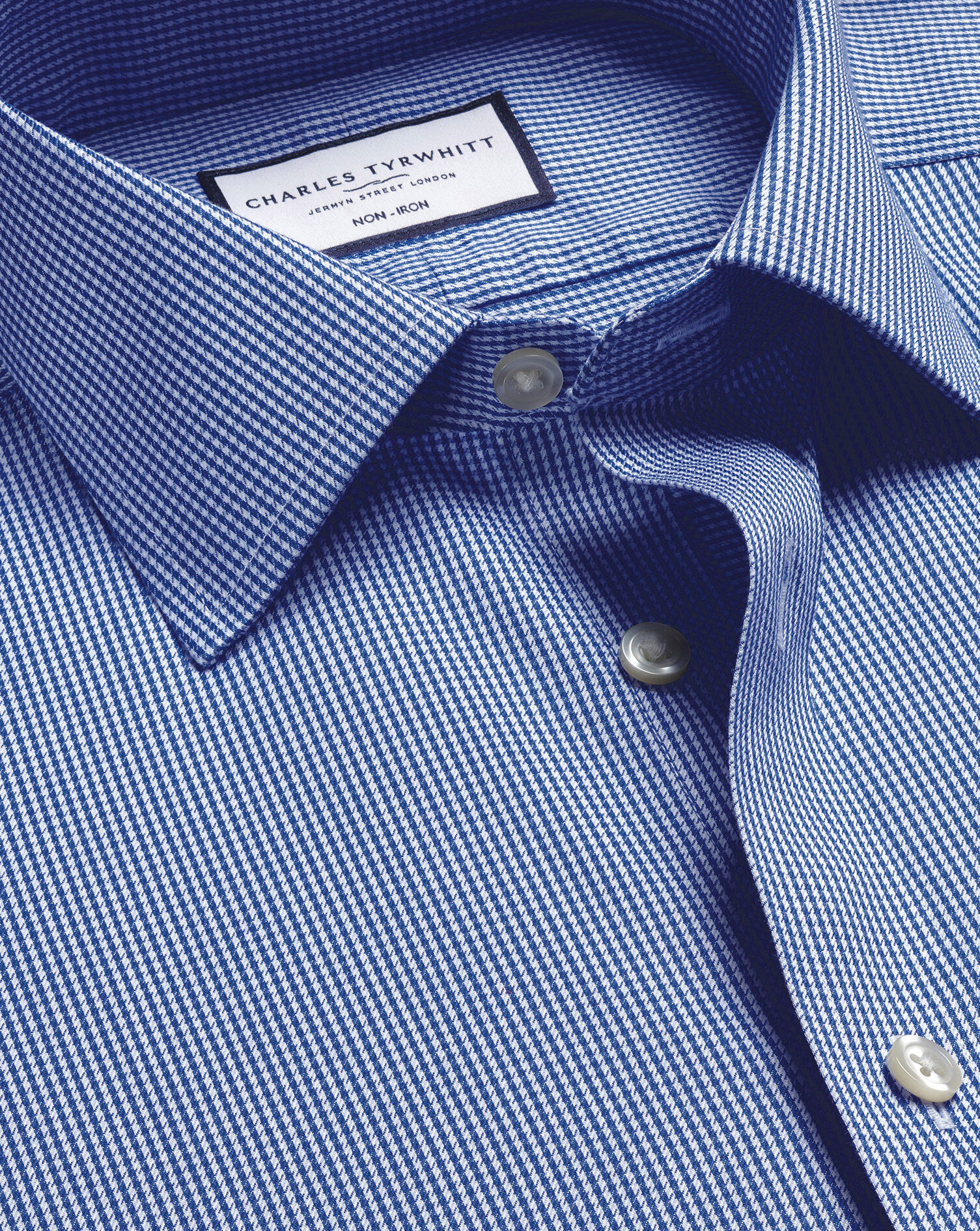 Non-Iron Puppytooth Shirt - Royal Blue