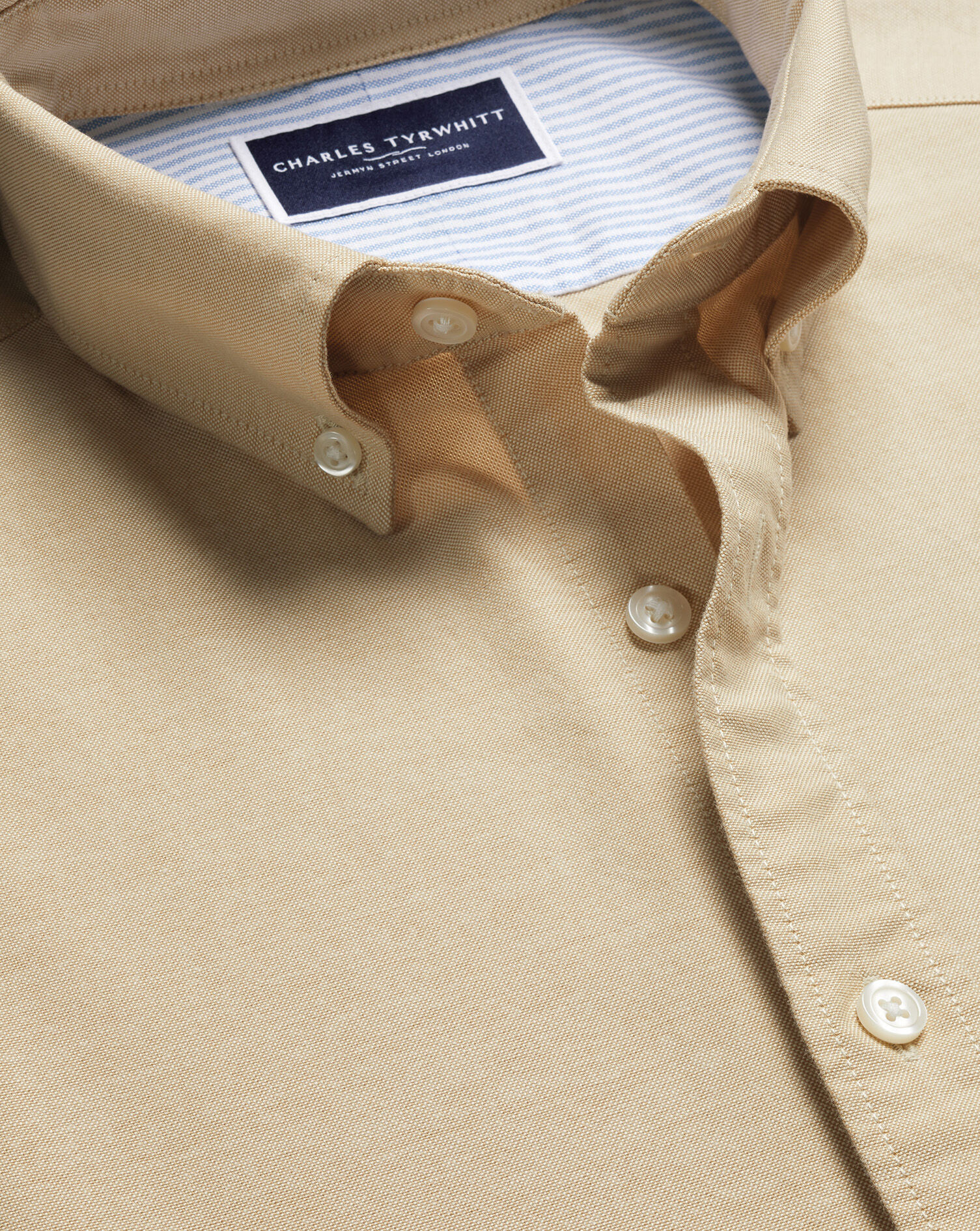 Stretch Washed Oxford Shirt - Stone