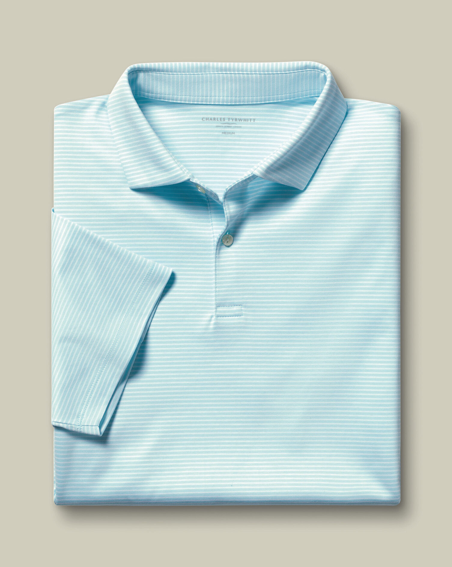 Performance Stripe Polo - Aqua