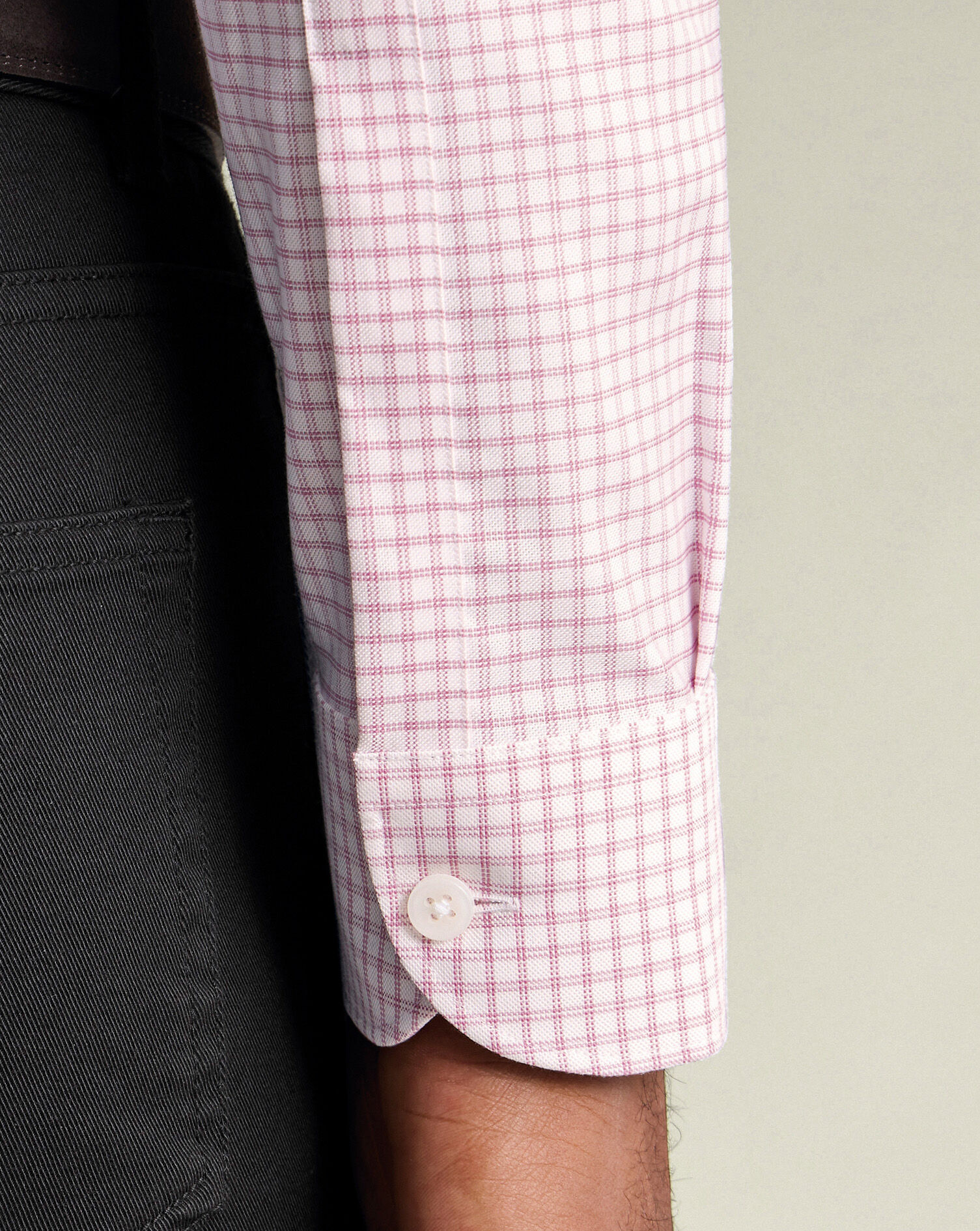 Non-Iron Stretch Oxford Check Shirt - Dark Pink