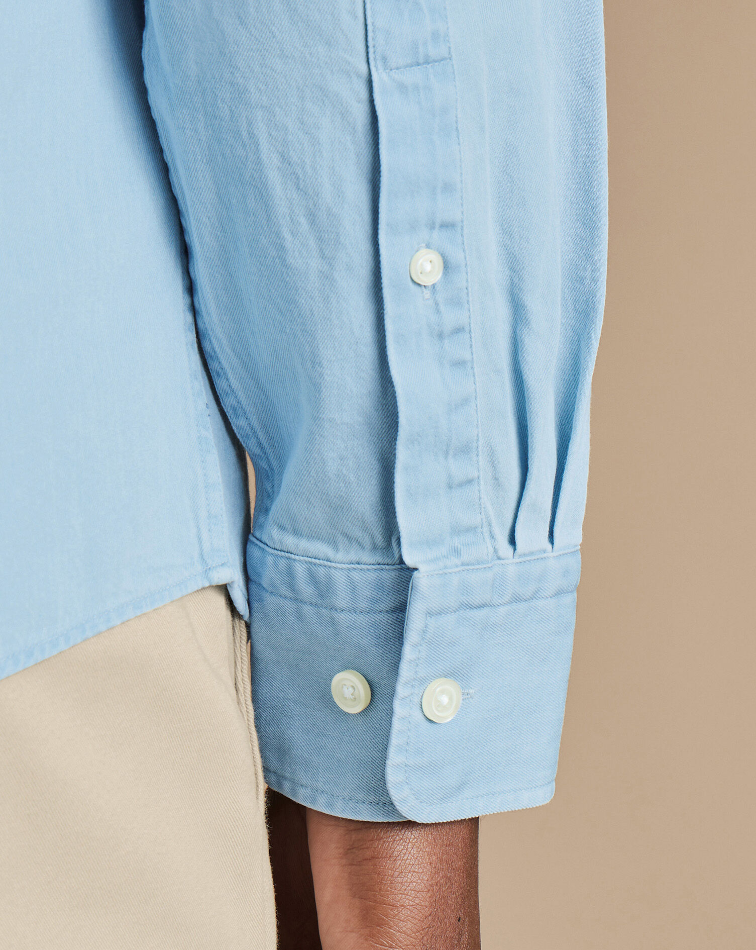 Spread Collar Denim Shirt - Light Blue