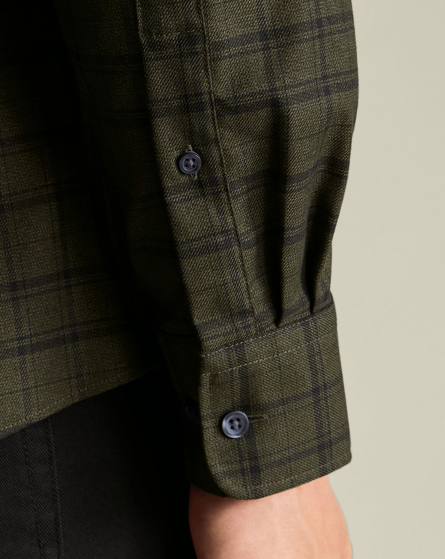Twill Check Shirt - Olive Green & Navy