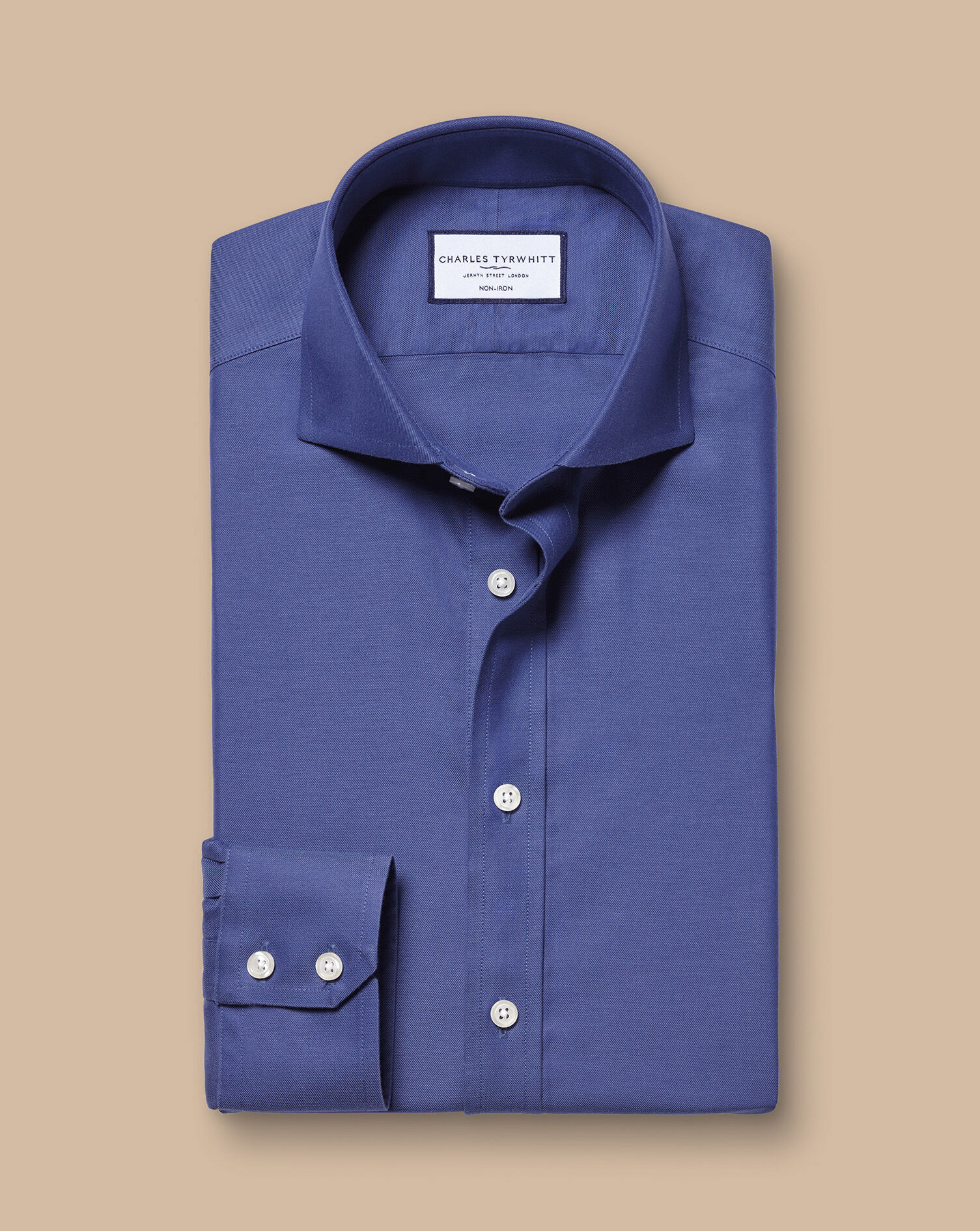 Spread Collar Non-Iron Twill Shirt - Cobalt Blue