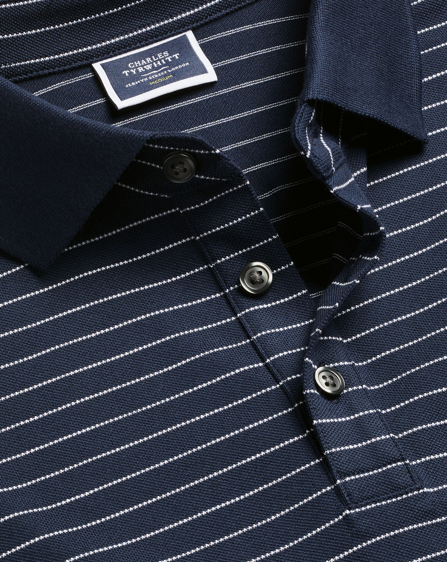 Pique Polo - Navy & White