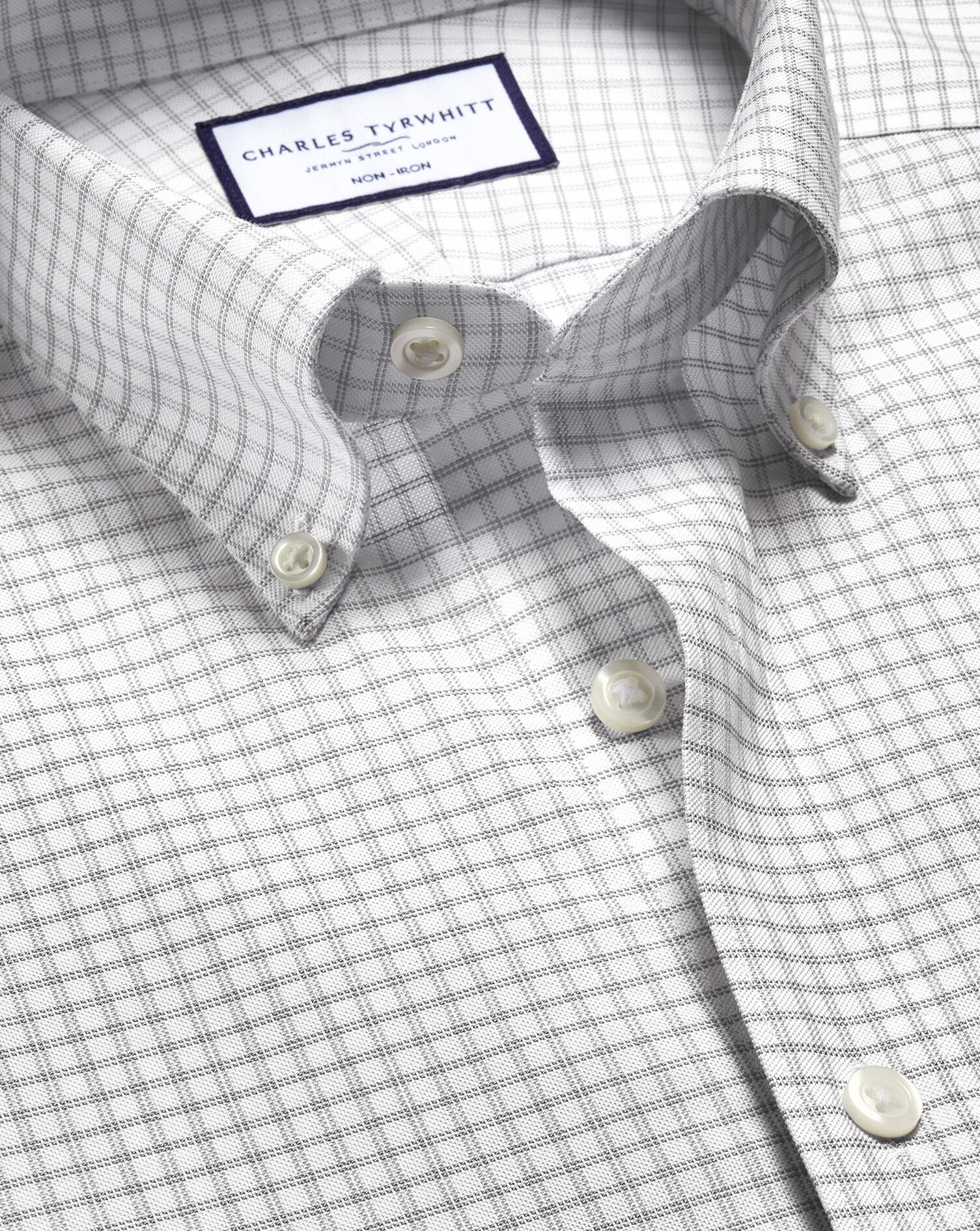 Non-Iron Stretch Oxford Shirt - Silver Gray
