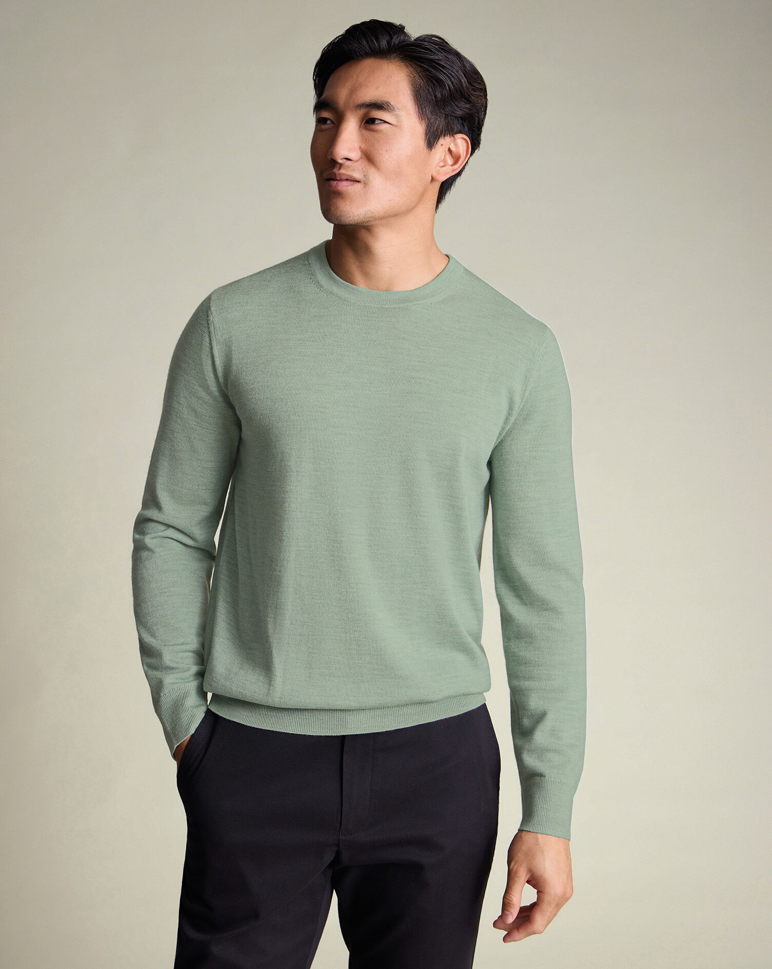Pure Merino Crew Neck Sweater - Pale Teal