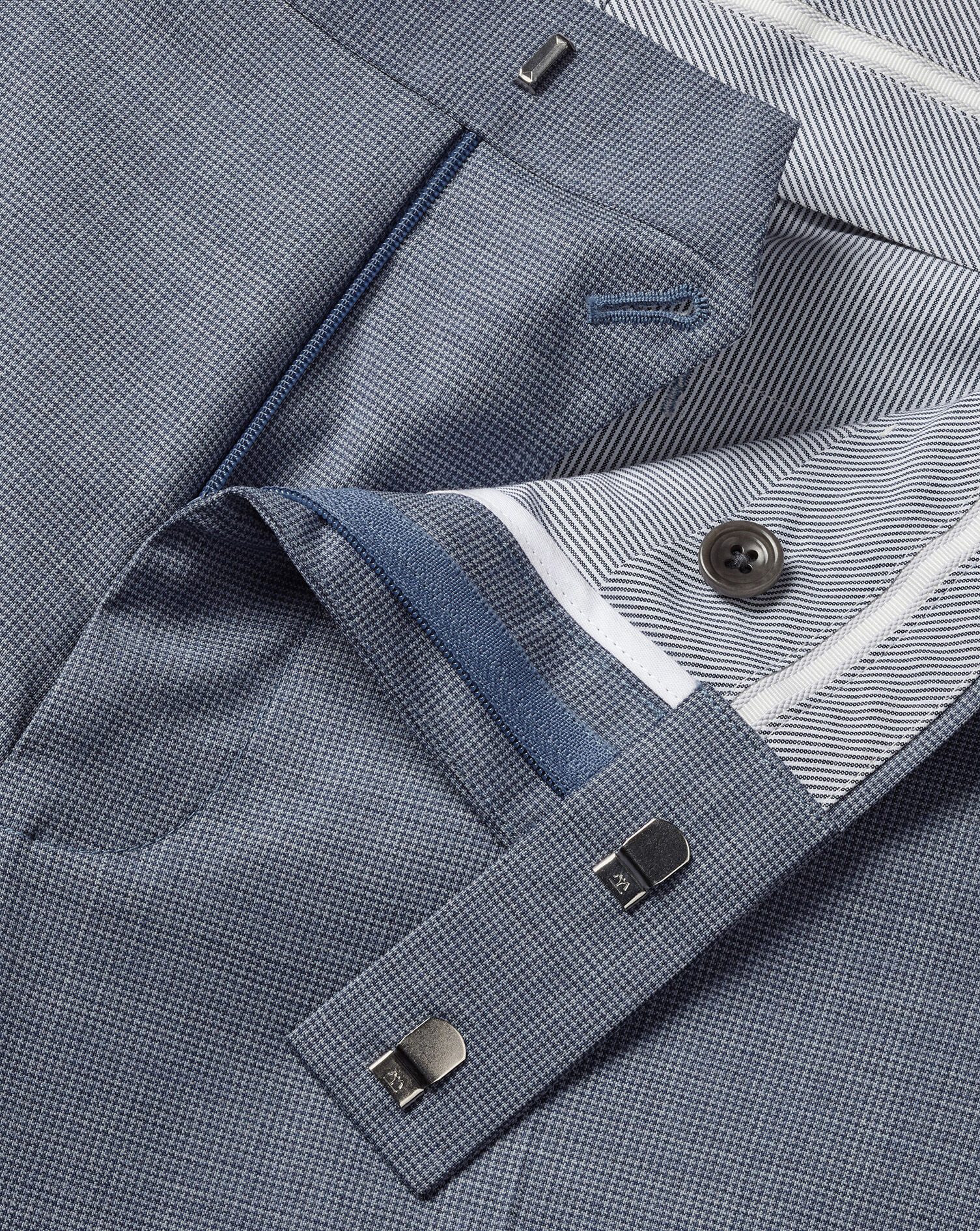 Italian Puppytooth Suit Pants - Airforce Blue