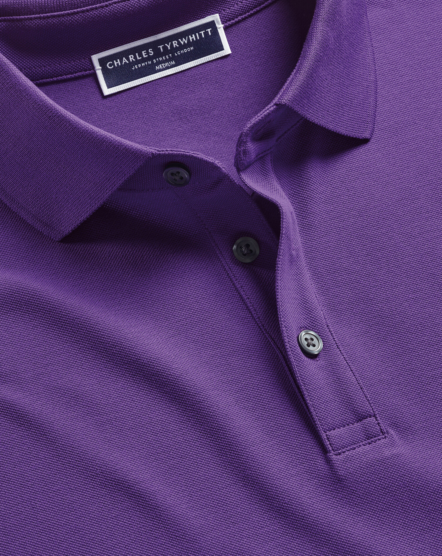 Cotton Stretch Pique Polo - Purple
