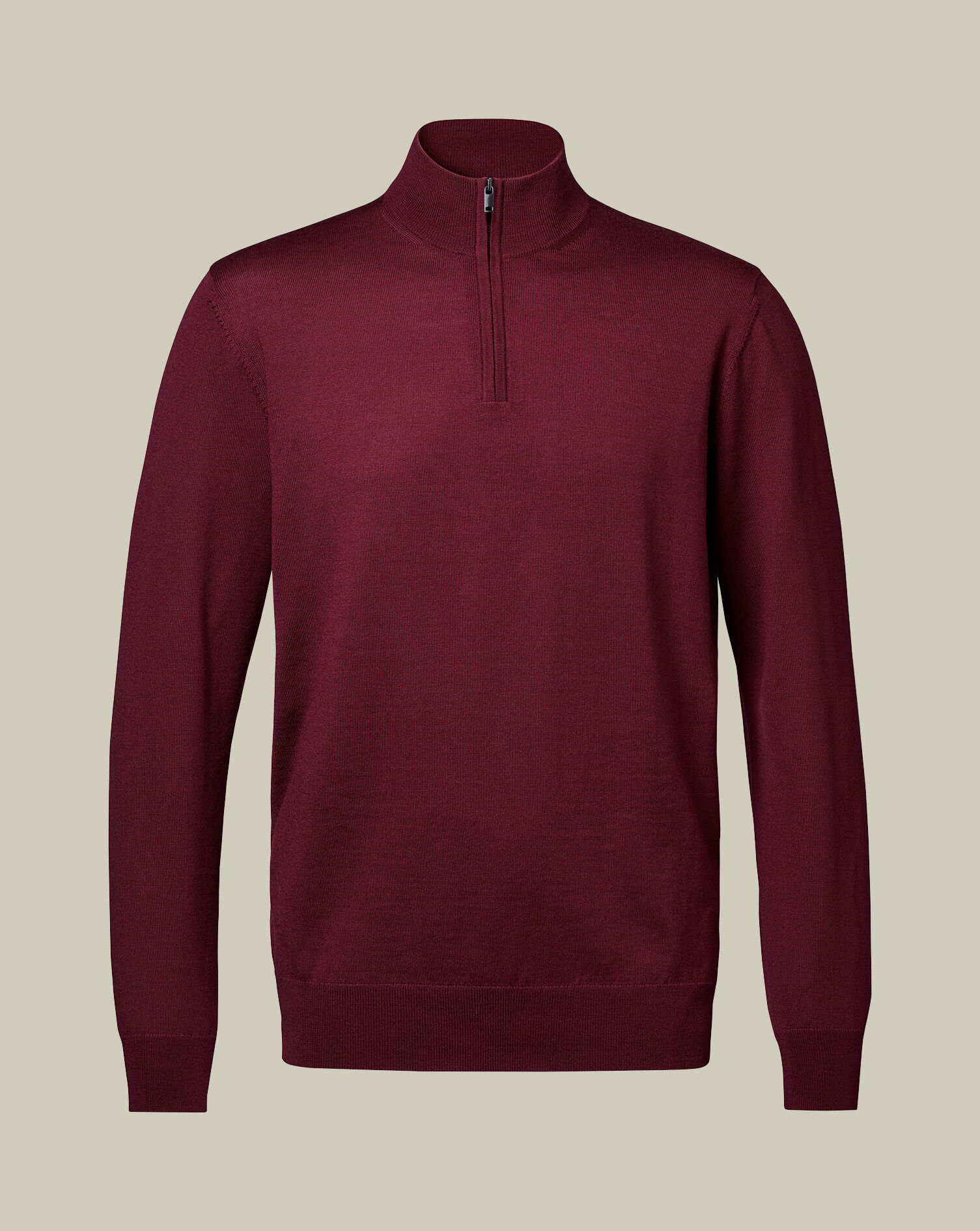 Merino Quarter Zip Sweater - Burgundy