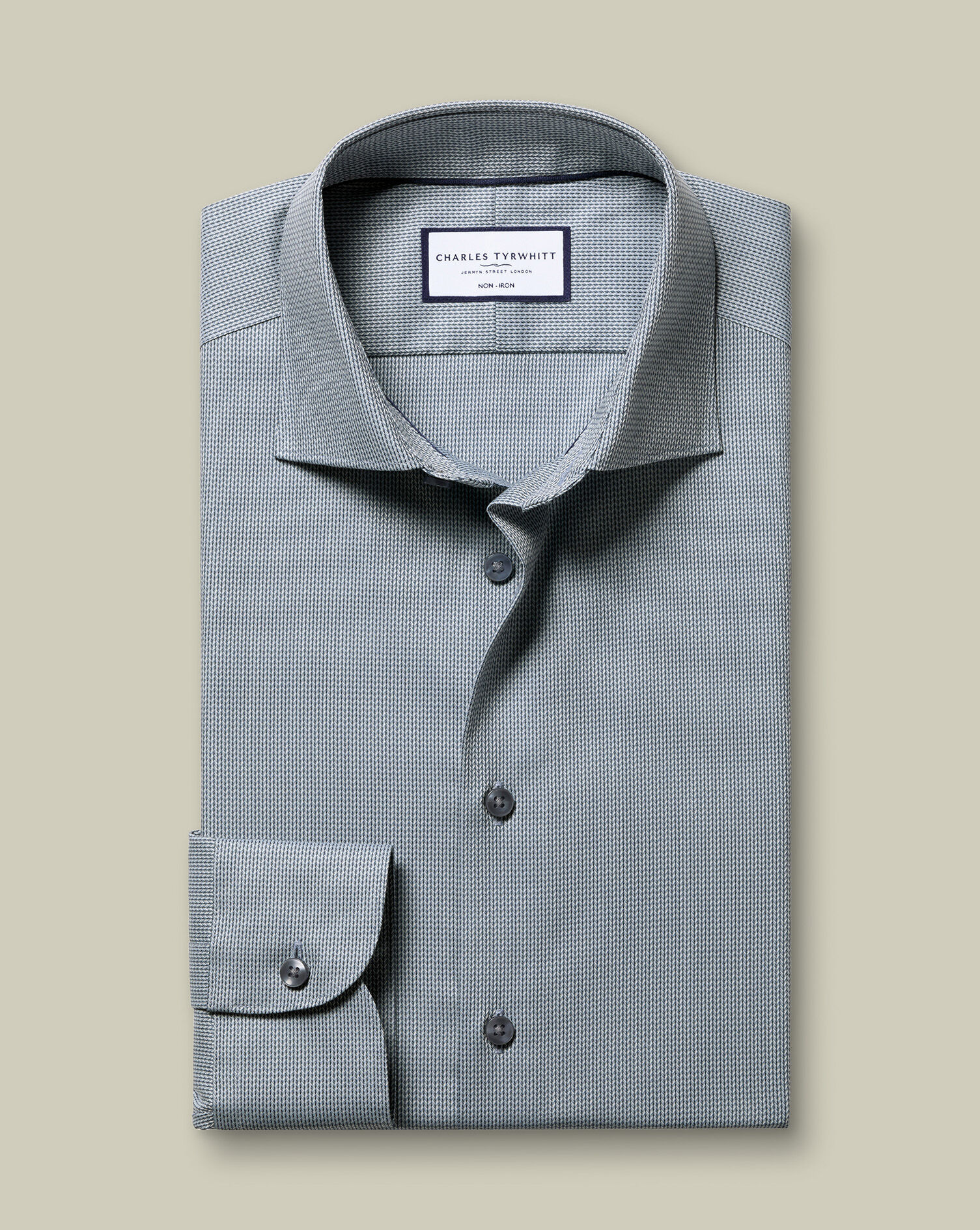 Non-Iron Stretch Chevron Texture Shirt - Steel Blue
