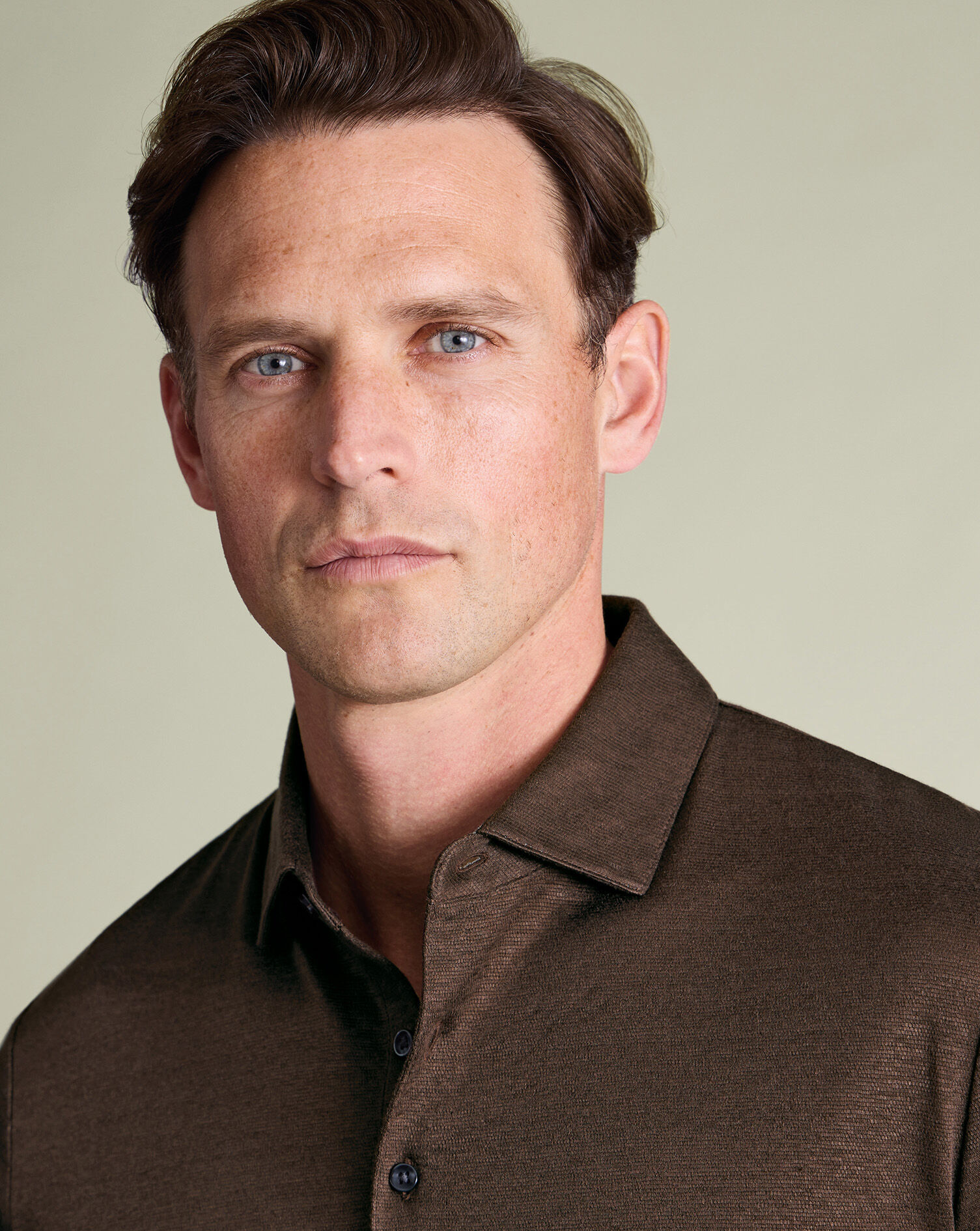 Linen Polo - Chocolate Brown