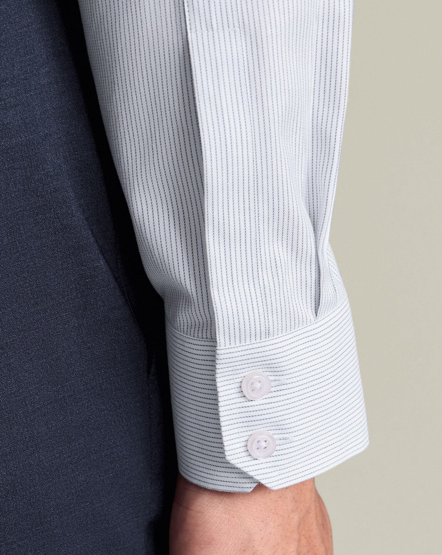 Non-Iron Twill Stripe Shirt - Indigo Blue