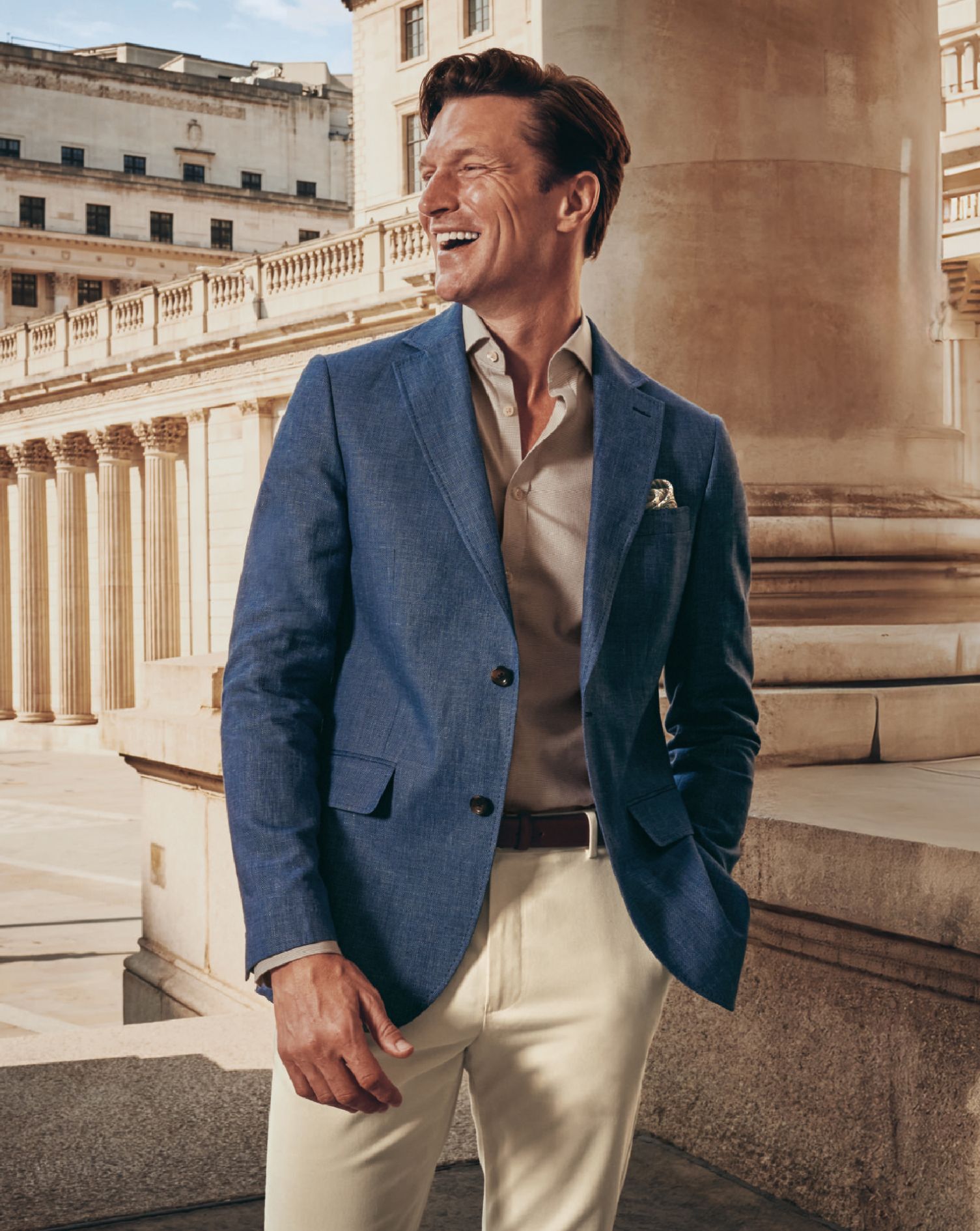 Linen Cotton Jacket - Steel Blue