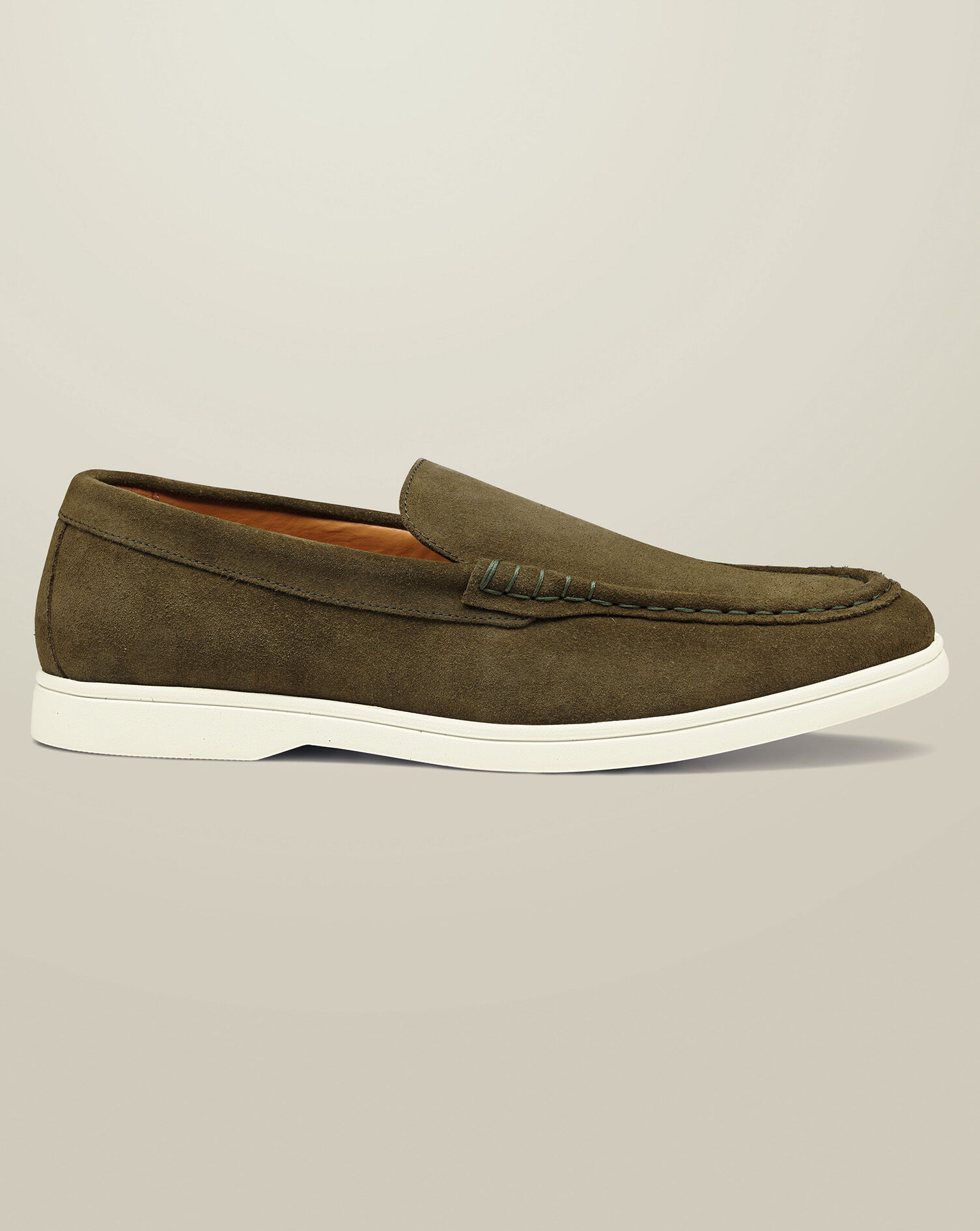Suede Slip-On Loafers - Olive Green