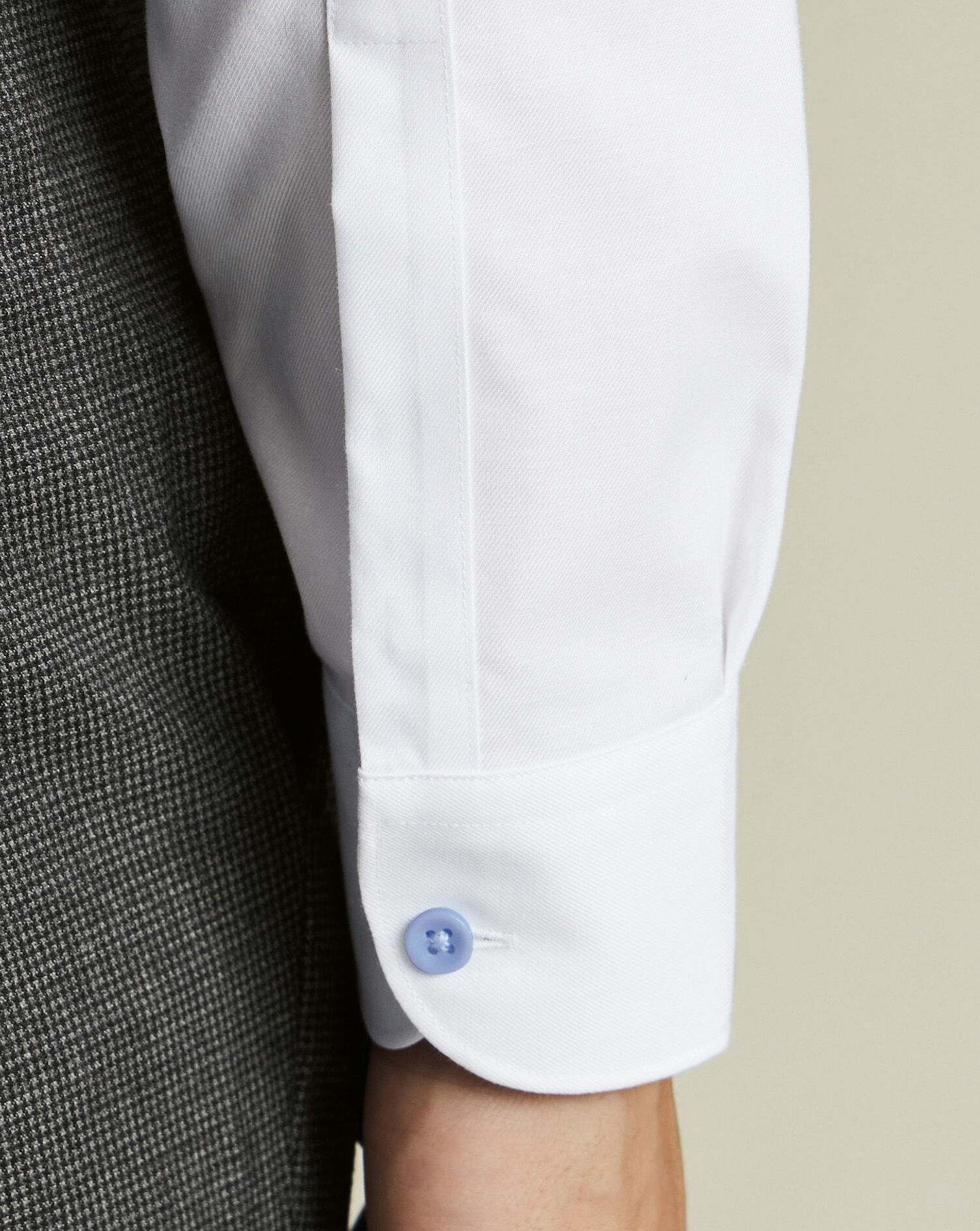 Non-Iron Stretch Printed Trim Shirt - White
