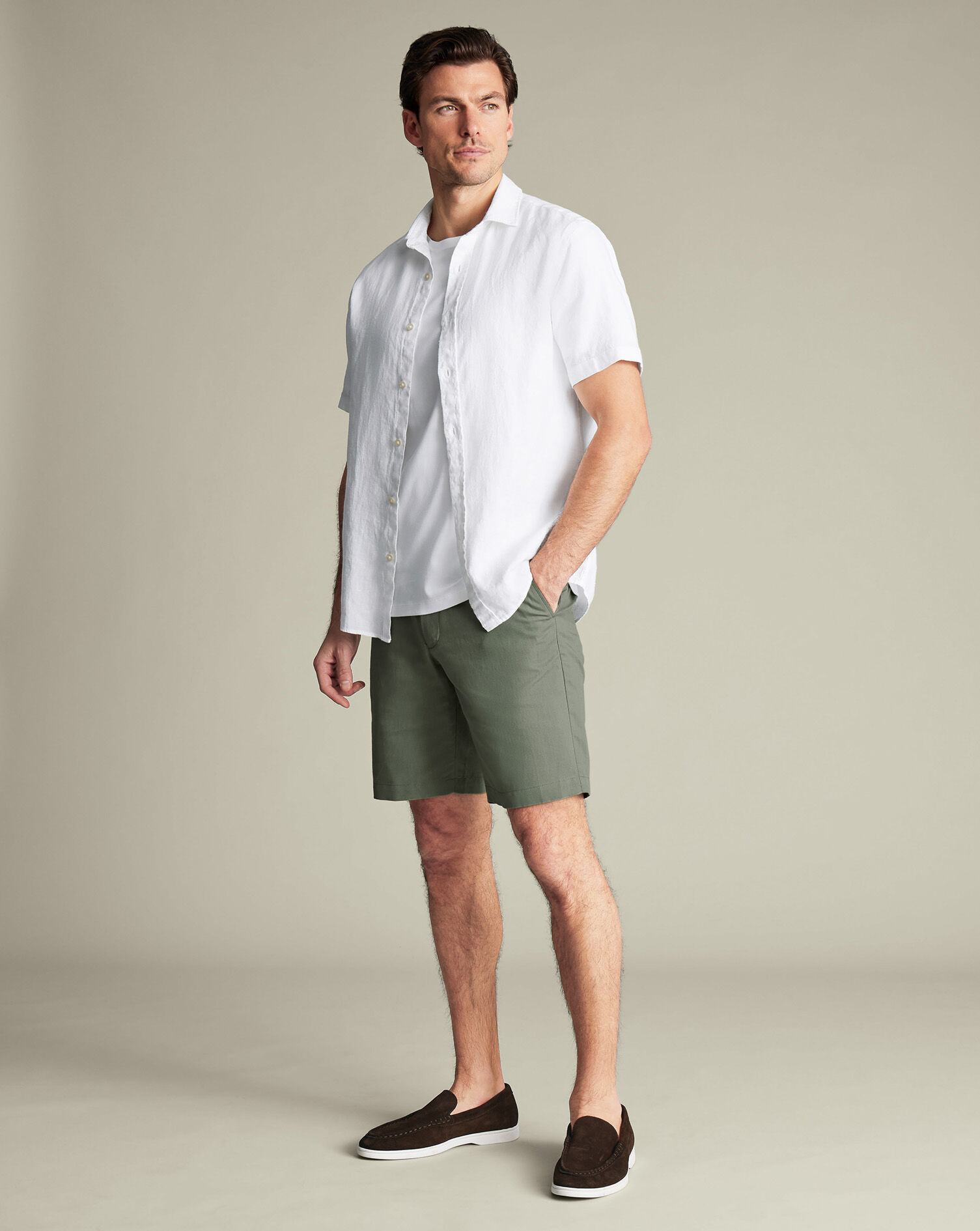 Cotton Linen Shorts - Green