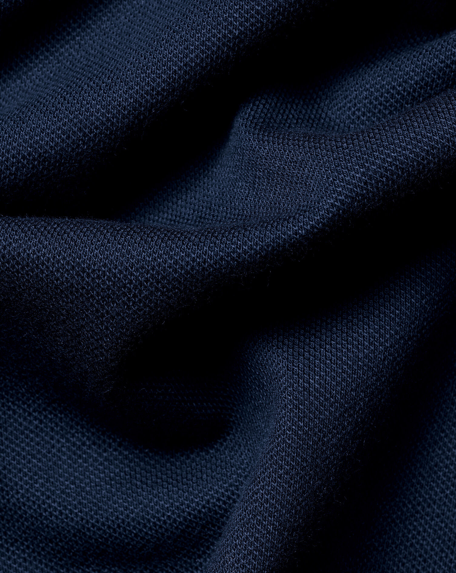 Long Sleeve Pique Polo - Navy