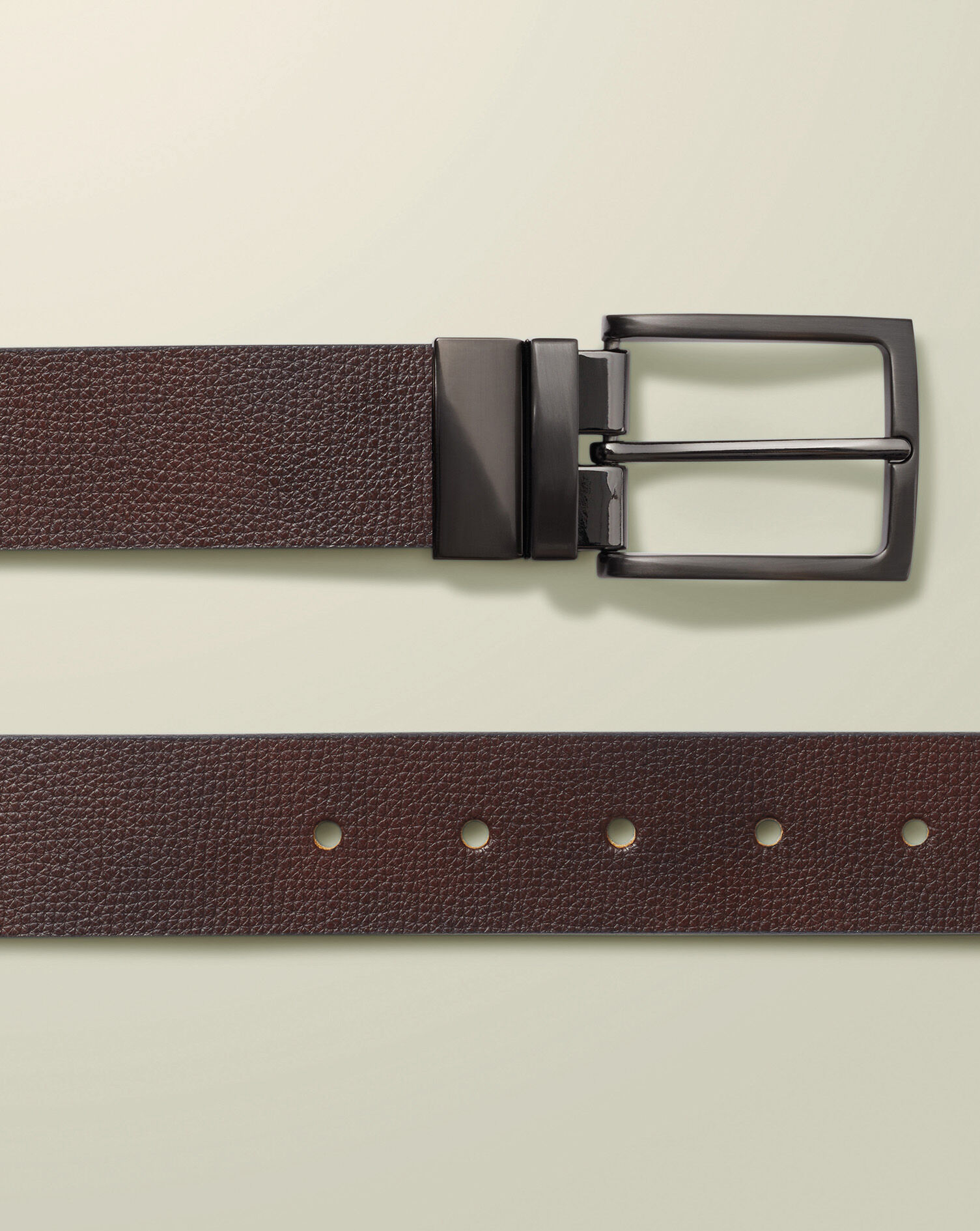 Leather Reversible Chino Belt - Dark Tan