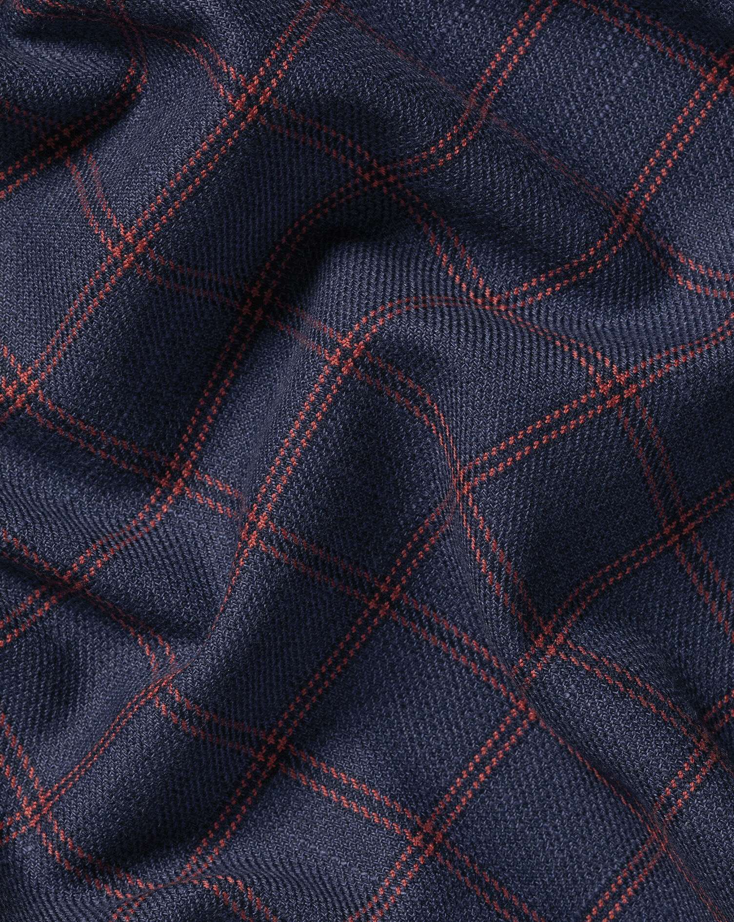 Non-Iron Twill Check Shirt - Heather Blue & Red