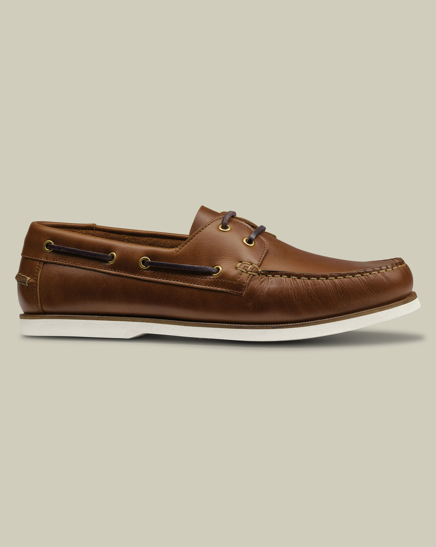 Leather Boat Shoes - Dark Tan