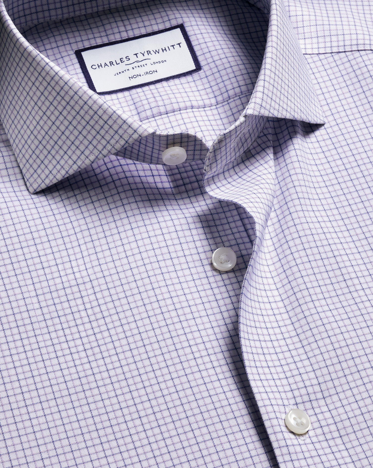 Non-Iron Performance Check Shirt - Lilac