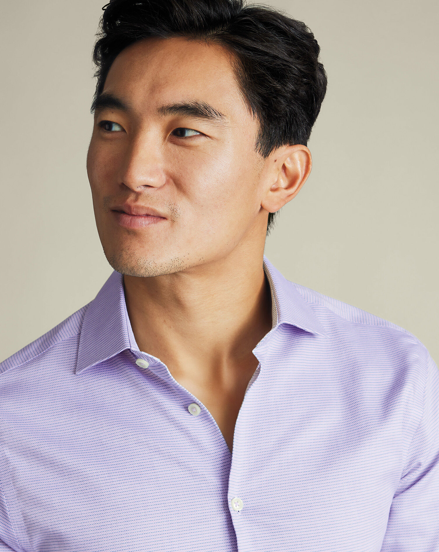 Non-Iron Stretch Texture Circle Shirt - Lilac