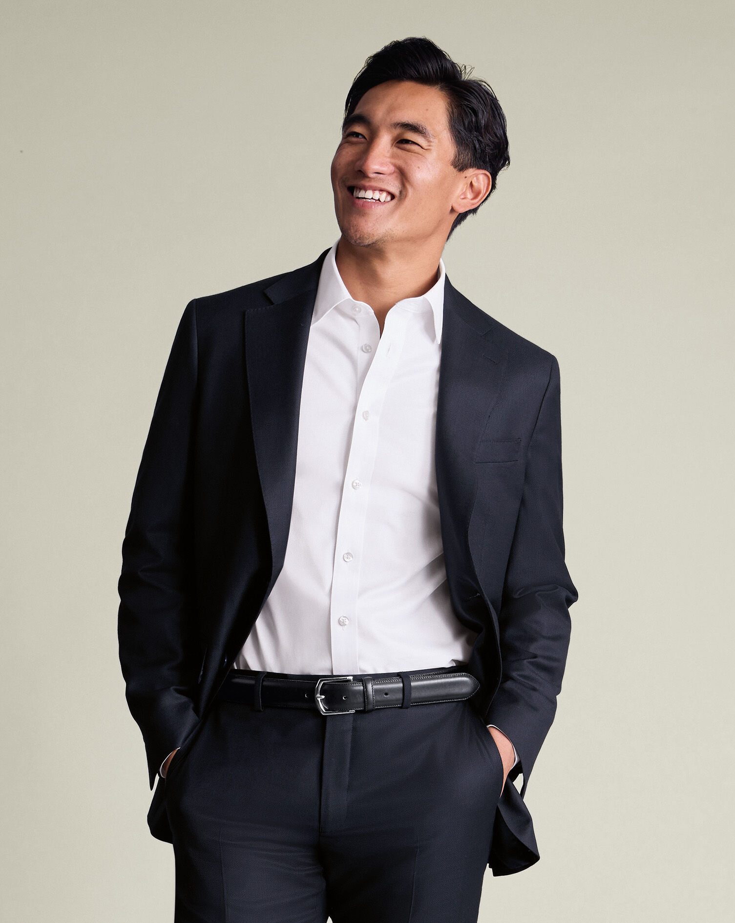 Italian Luxury Birdseye Suit Jacket - Navy