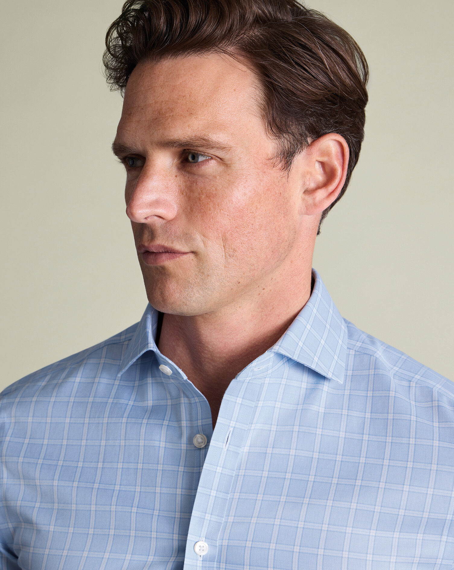 Non-Iron Twill Check Shirt - Sky Blue